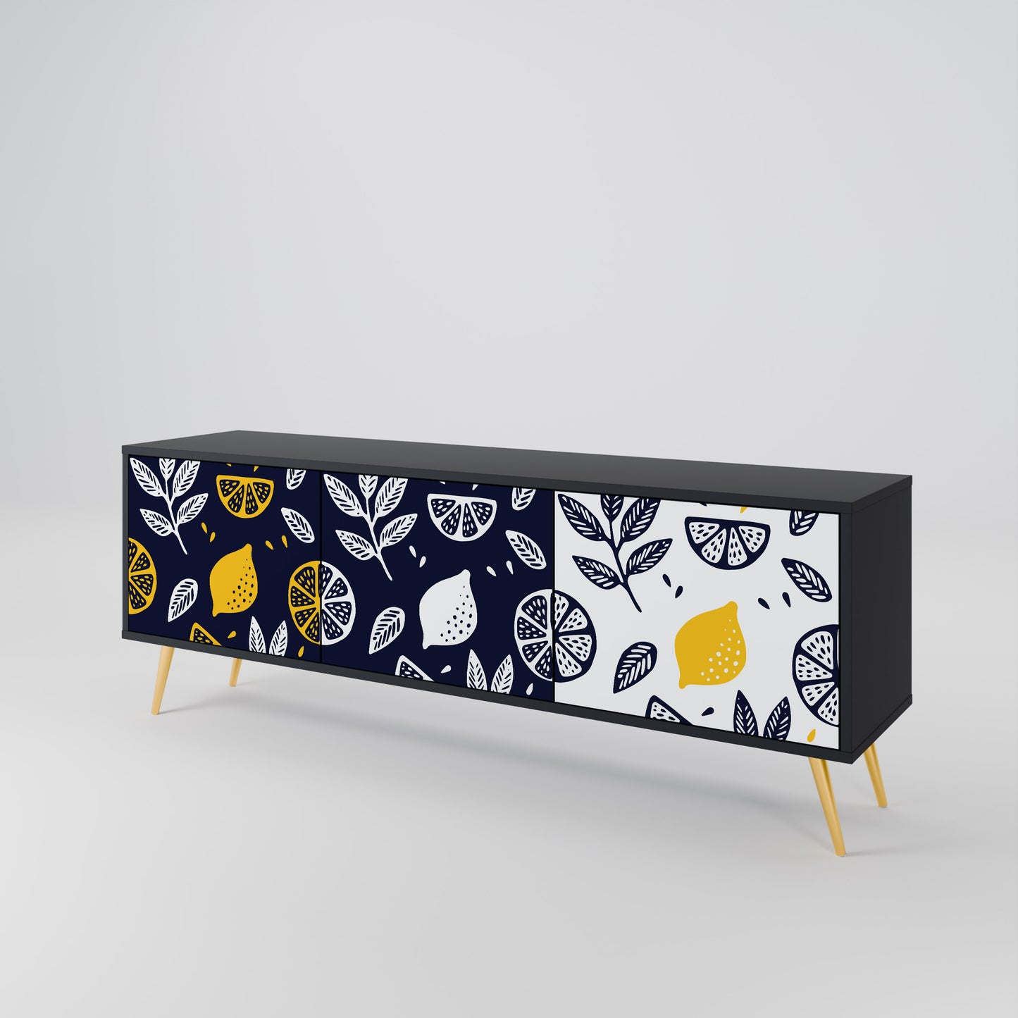 CITRUS BLACK AND WHITE Mueble de TV de 3 Puertas