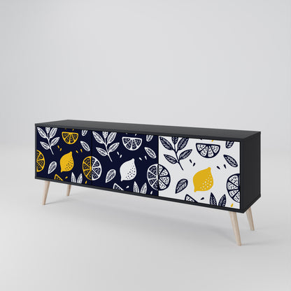 CITRUS BLACK AND WHITE Mueble de TV de 3 Puertas