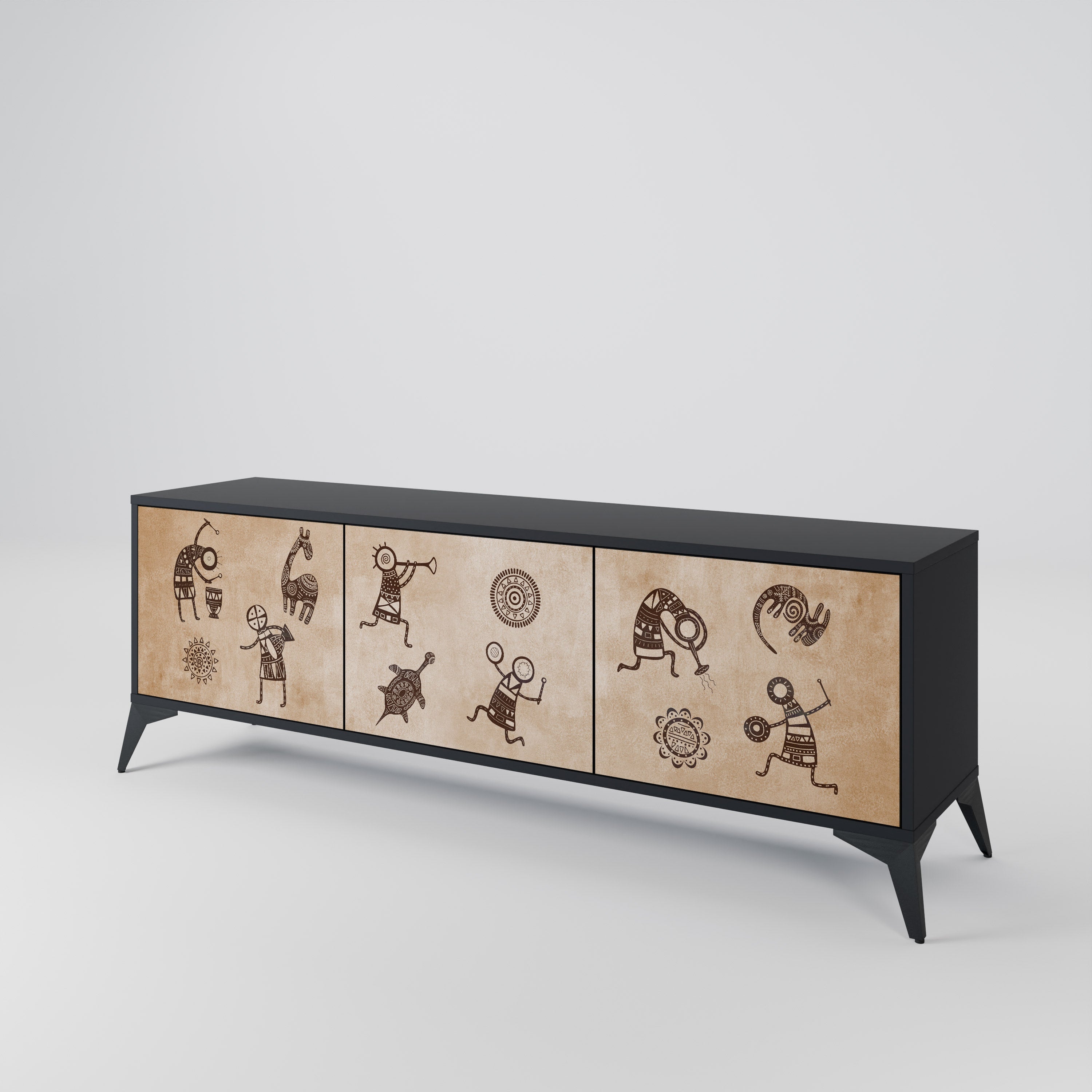 AFRICAN STYLE Třídveřový TV stolek
