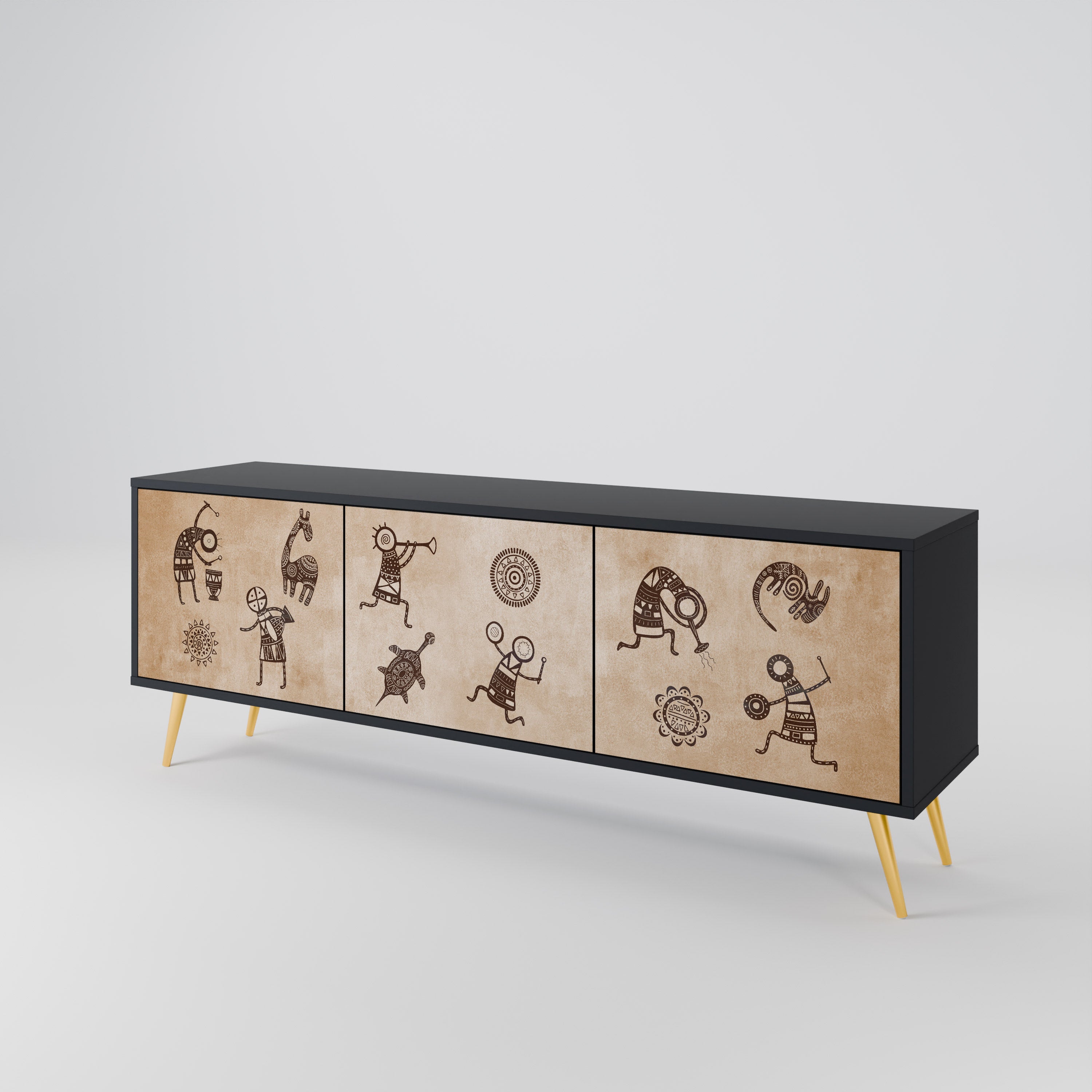 AFRICAN STYLE Třídveřový TV stolek