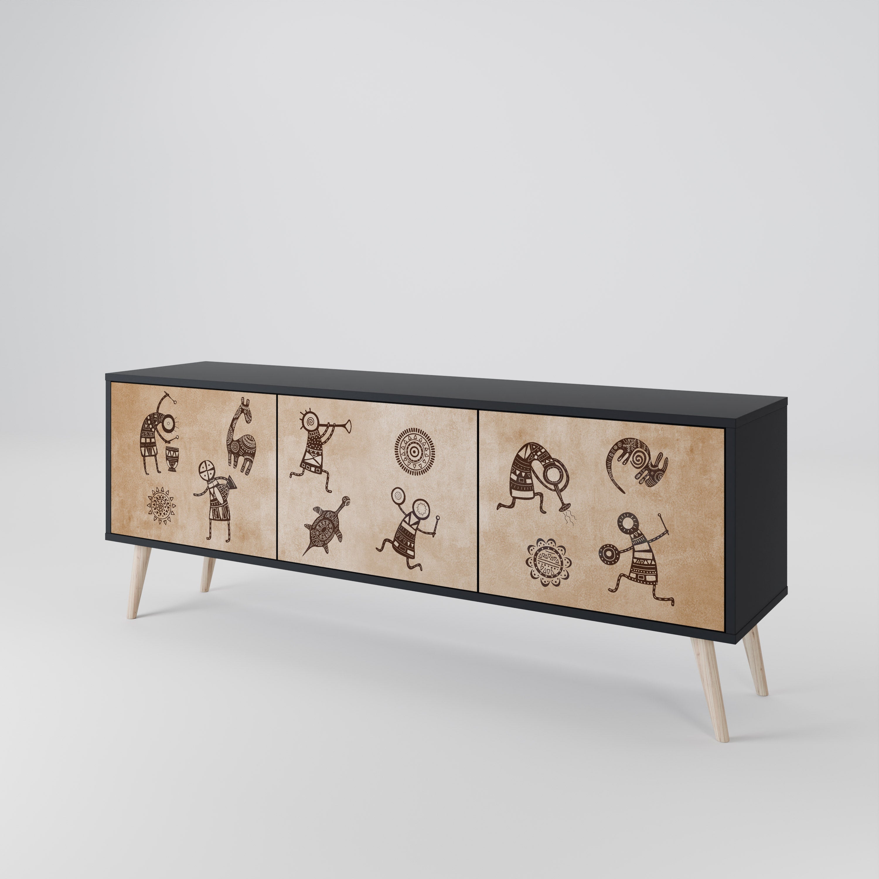 AFRICAN STYLE Třídveřový TV stolek