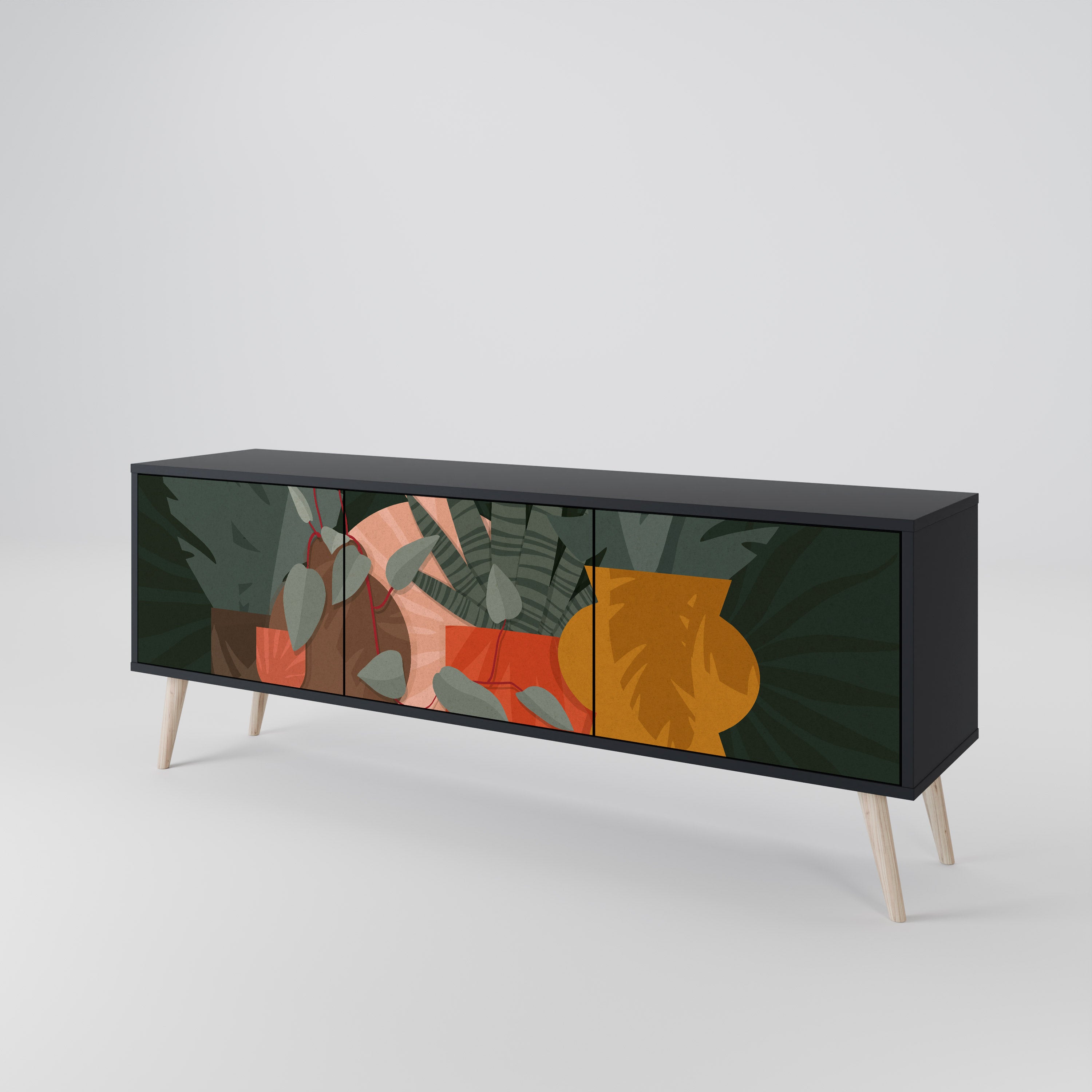 TROPICAL COMPOSITION Třídveřový TV stolek