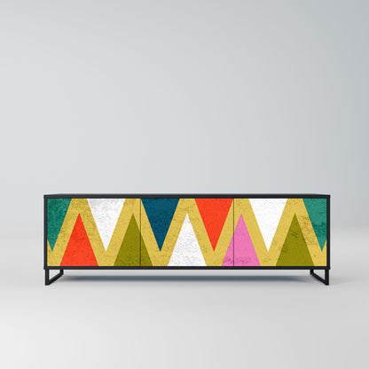 COLORFUL TRIANGLES 3-Door TV Stand in Black Finish