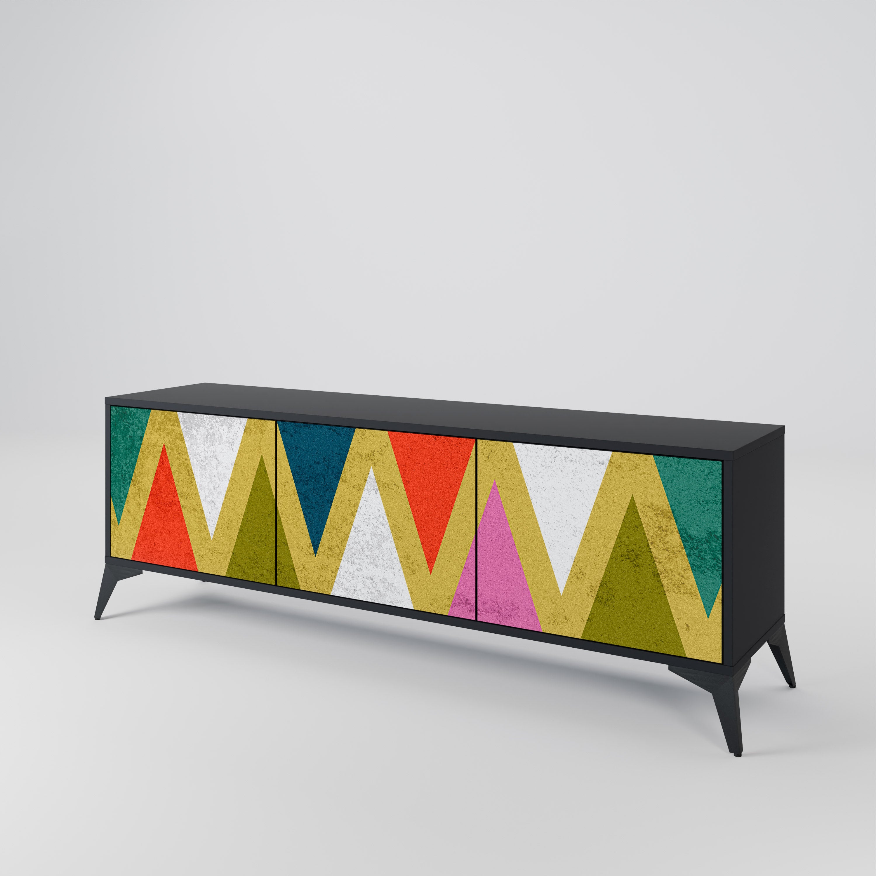 COLORFUL TRIANGLES 3-türiges TV-Lowboard