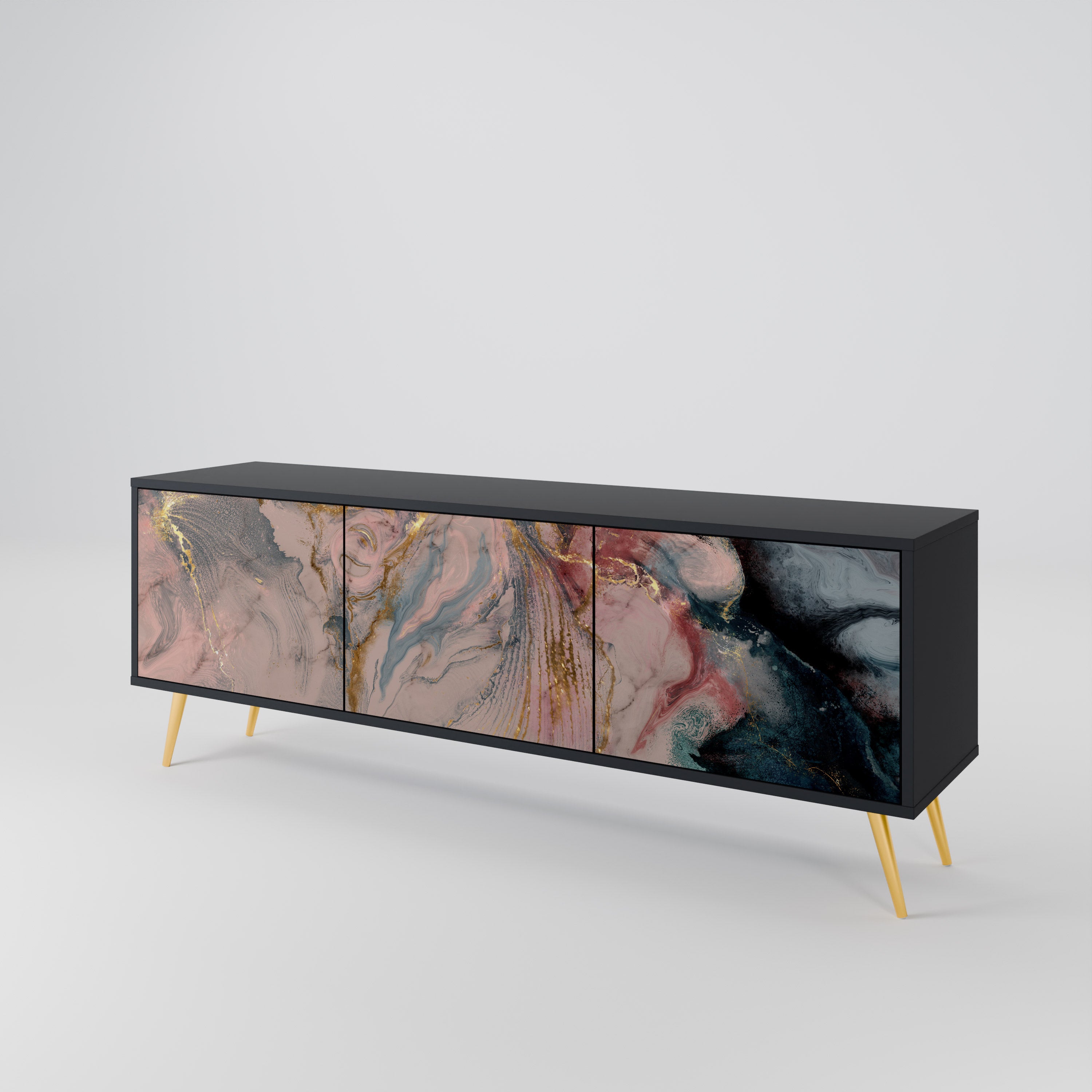 GILDED SWIRLS Mueble de TV de 3 Puertas