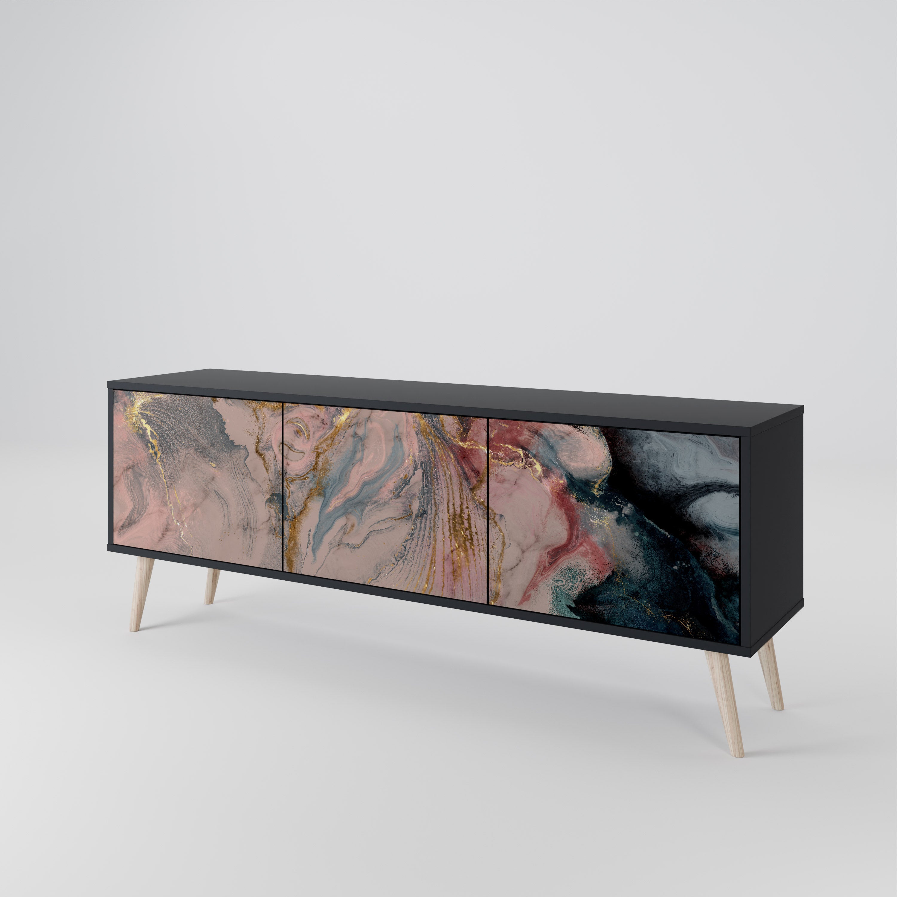 GILDED SWIRLS Mueble de TV de 3 Puertas