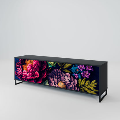 Mobile TV BLOOMING ELEGANCE a 3 ante con finitura nera