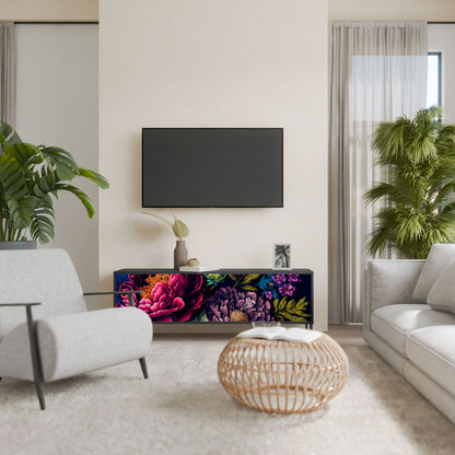 Mobile TV BLOOMING ELEGANCE a 3 ante con finitura nera