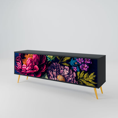 Mobile TV BLOOMING ELEGANCE a 3 ante con finitura nera