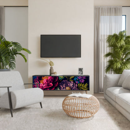 Mobile TV BLOOMING ELEGANCE a 3 ante con finitura nera