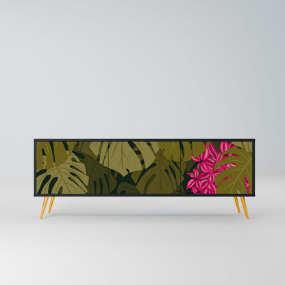 Mobile TV TROPICAL BEAUTY a 3 ante con finitura nera