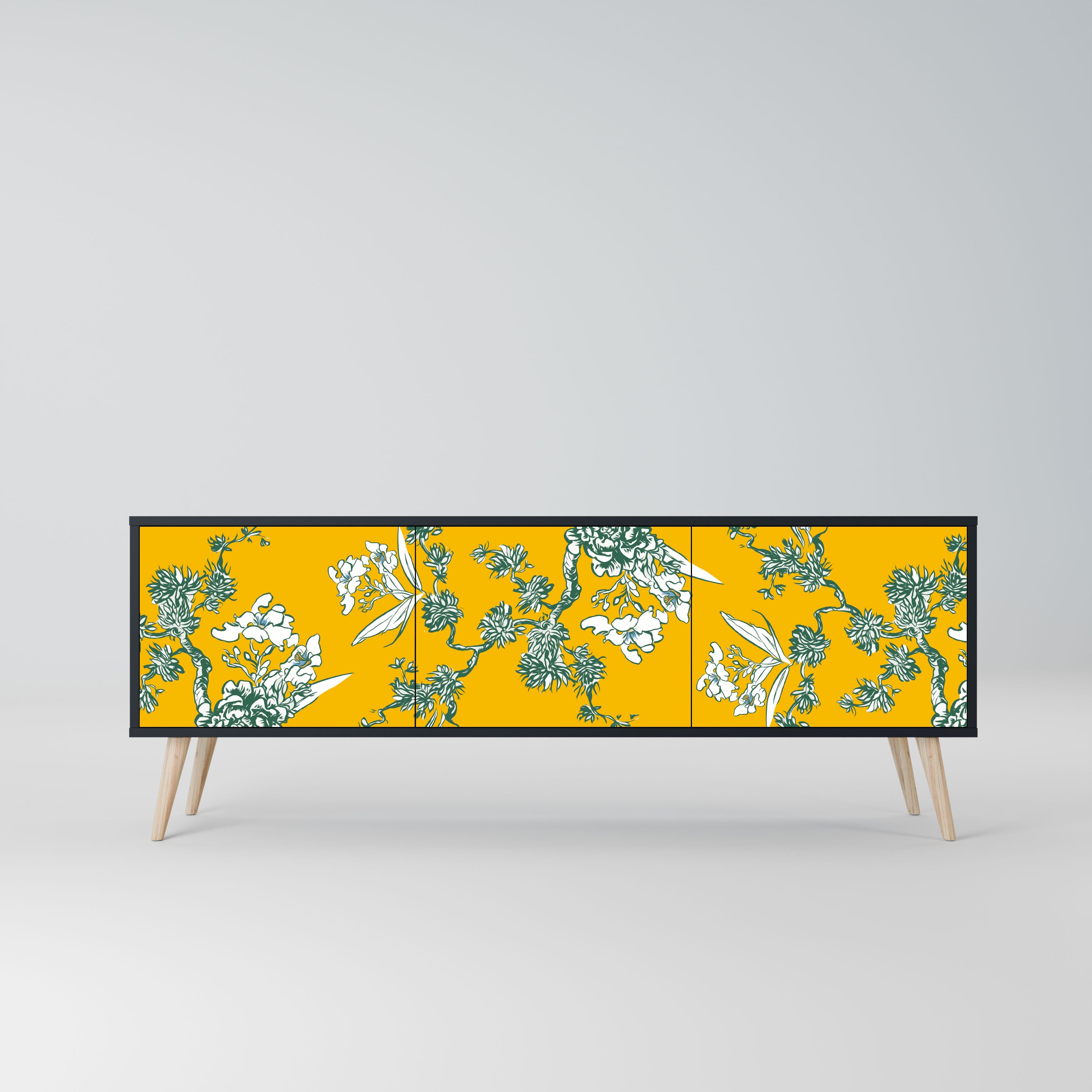 YELLOW CHINOISERIE Szafka RTV 3-drzwiowa korpus Czarny