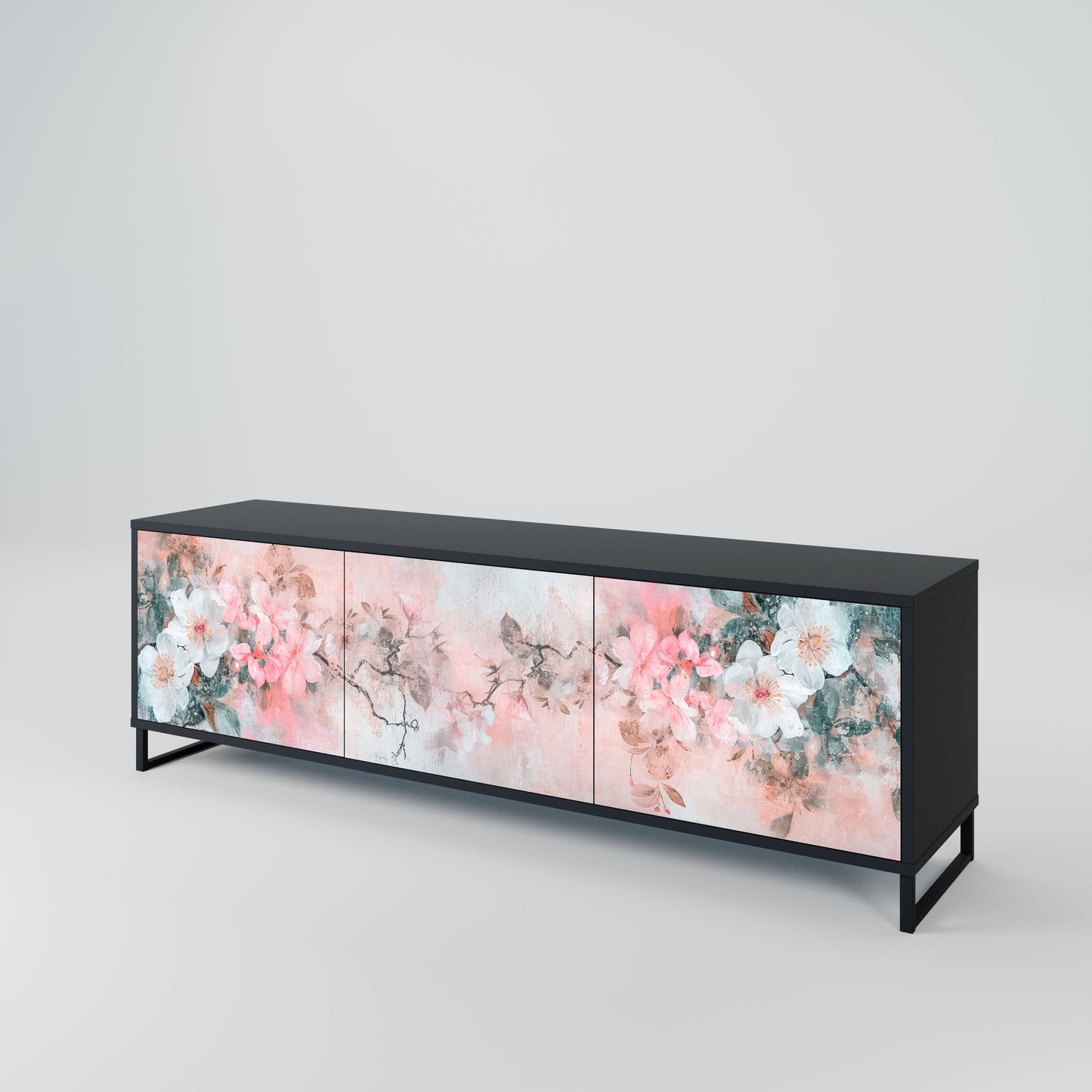 Mobile TV CHERRY BLOSSOM a 3 ante in finitura nera