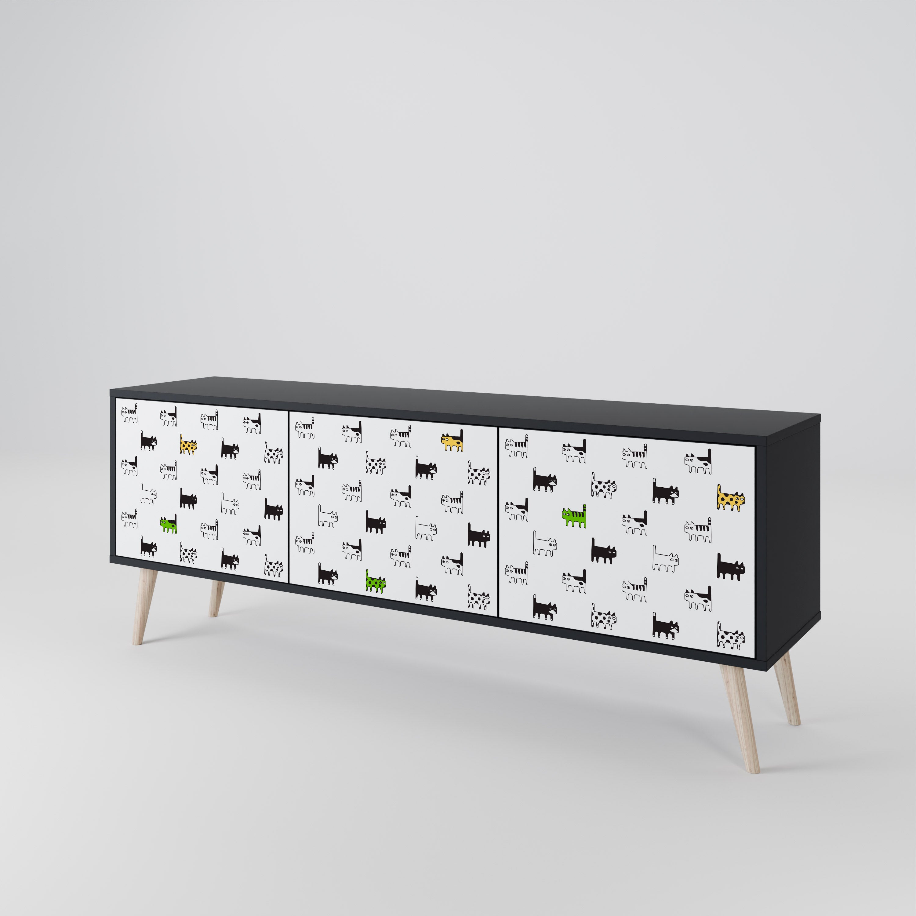 CATS COMPILATION 3-Door TV Cabinet