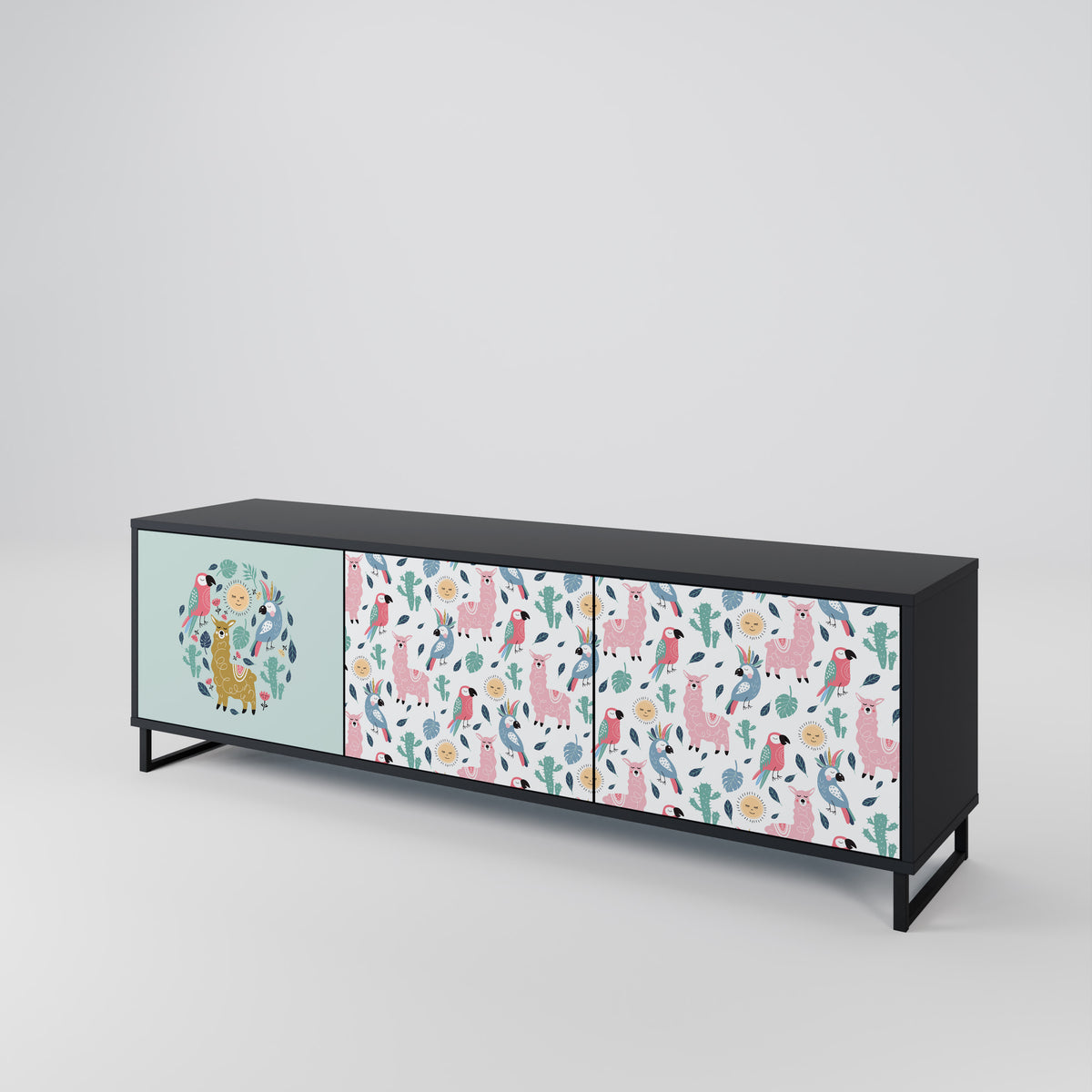 COLORFUL ALPACAS 3-türiges TV-Lowboard