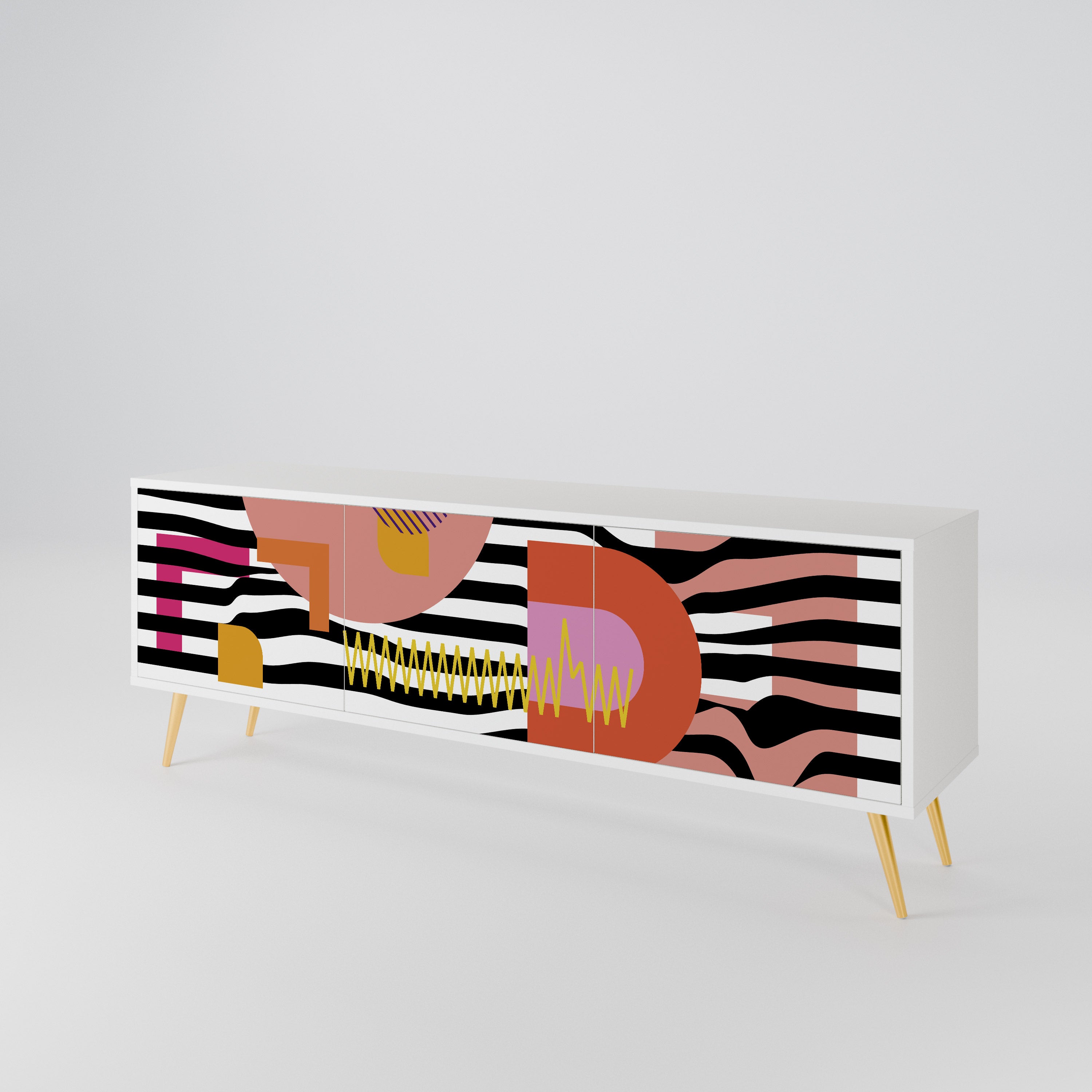 CHROMATIC ABSTRACT 3-Door TV Cabinet