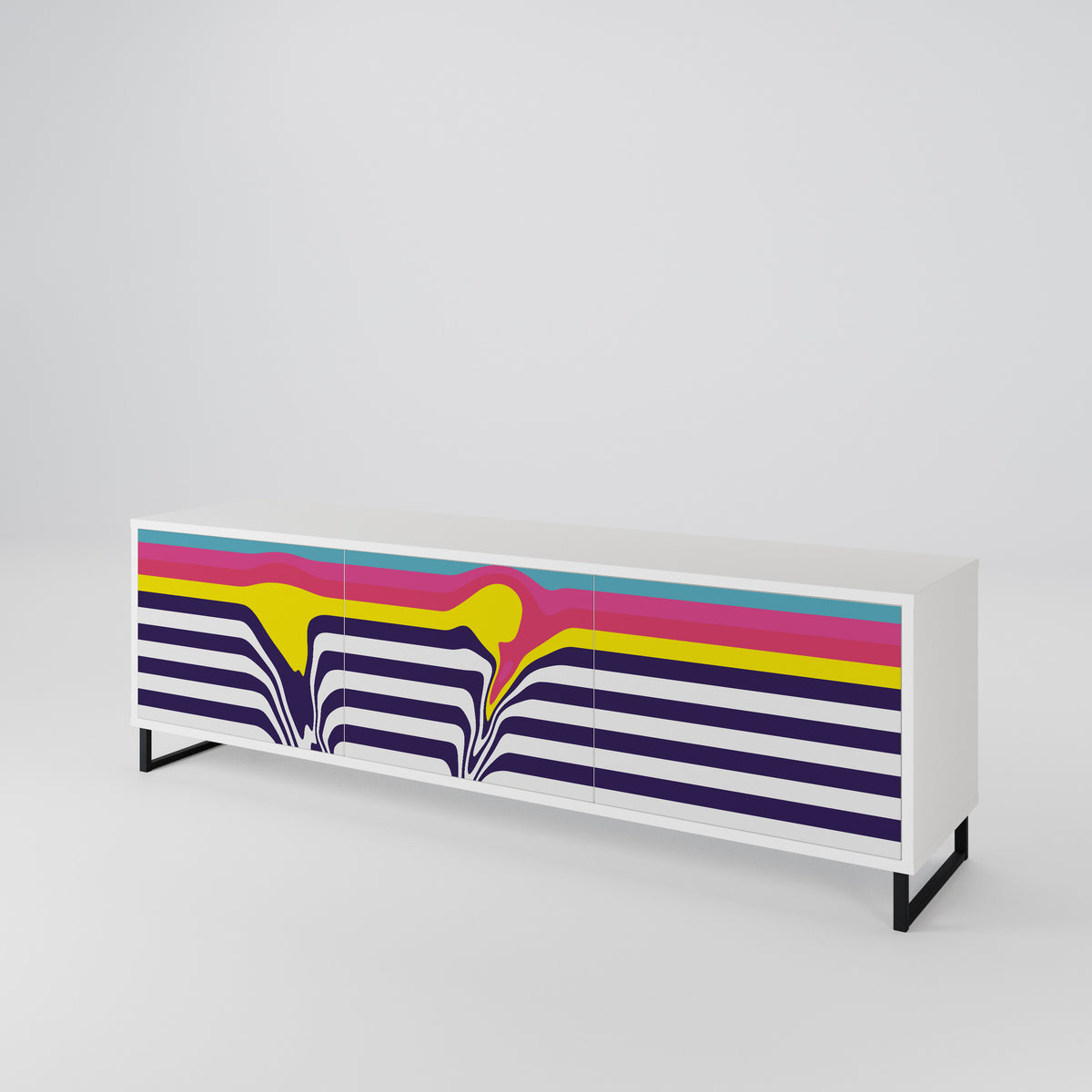 COLORFUL DIVERSION TV-bänk med 3 dörrar