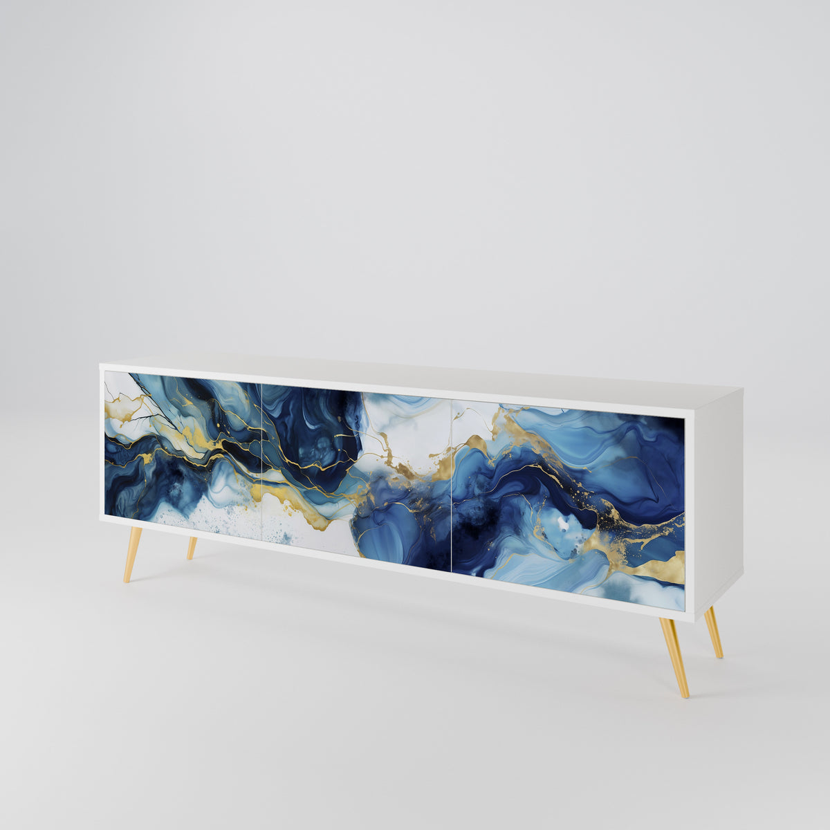 INKY MARBLE 3-Door TV Cabinet