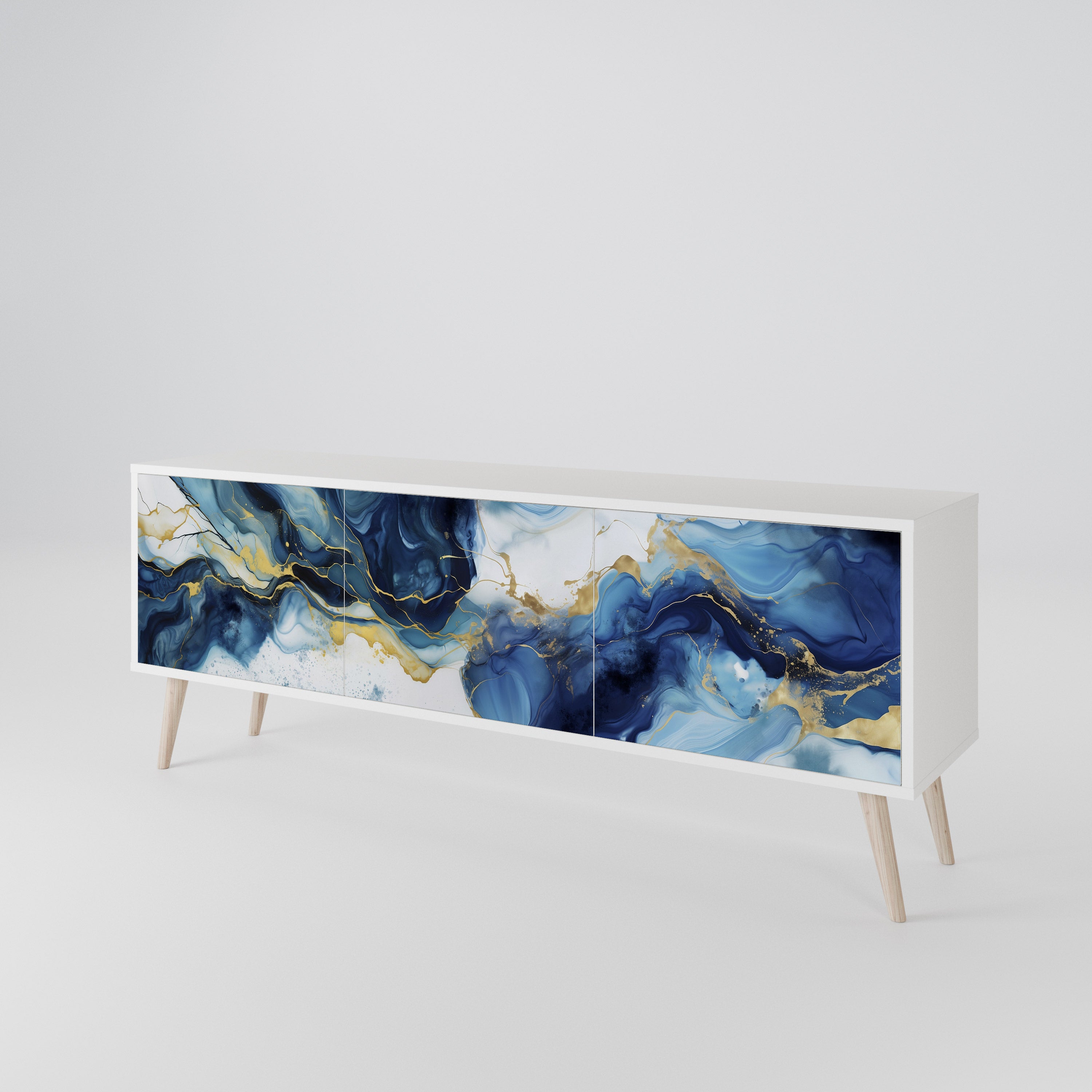 INKY MARBLE 3-Door TV Cabinet