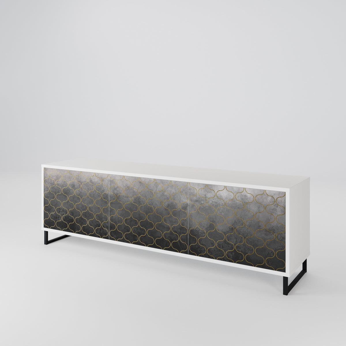 TESSELATED GRAYISH 3-Door TV Cabinet