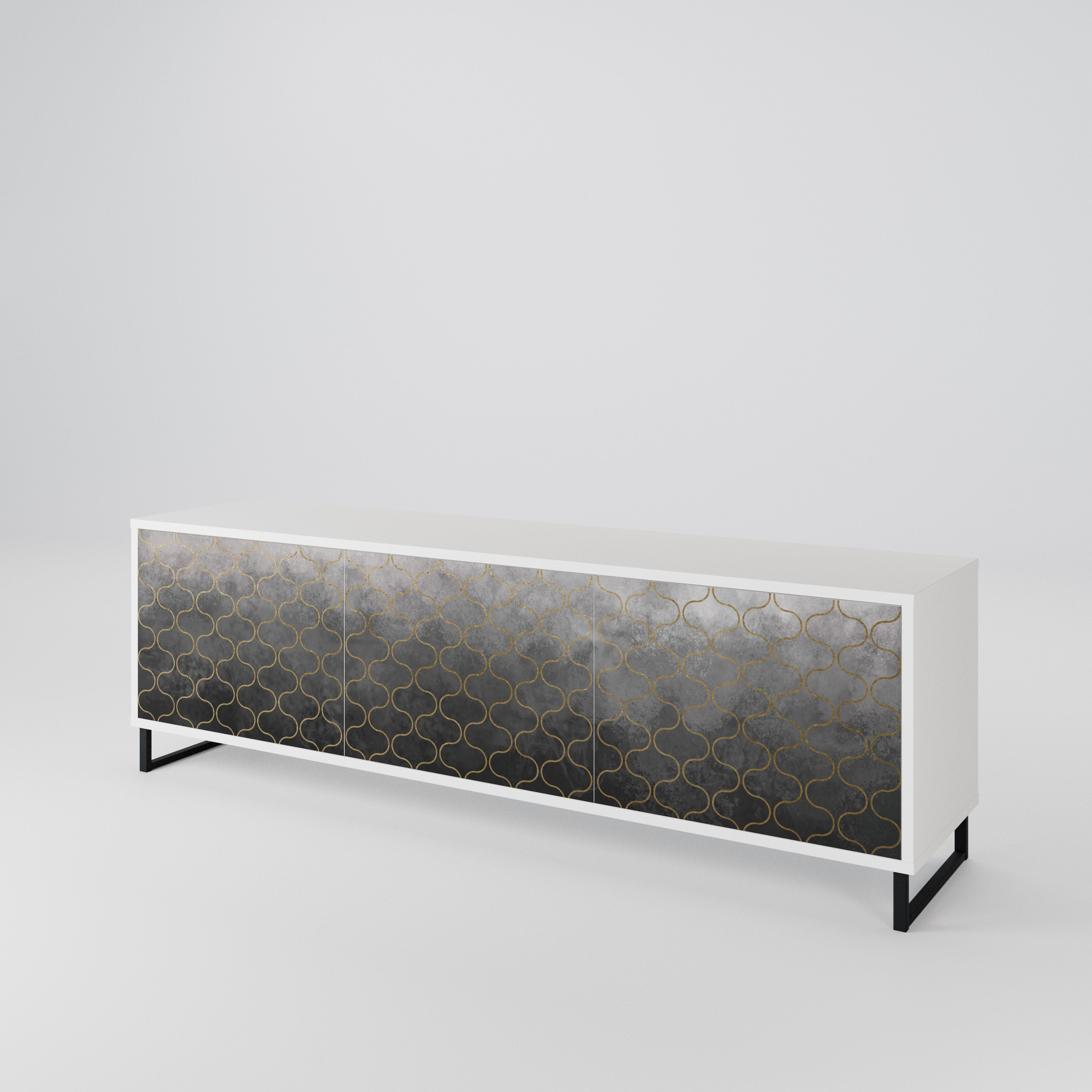 TESSELATED GRAYISH 3-Door TV Cabinet