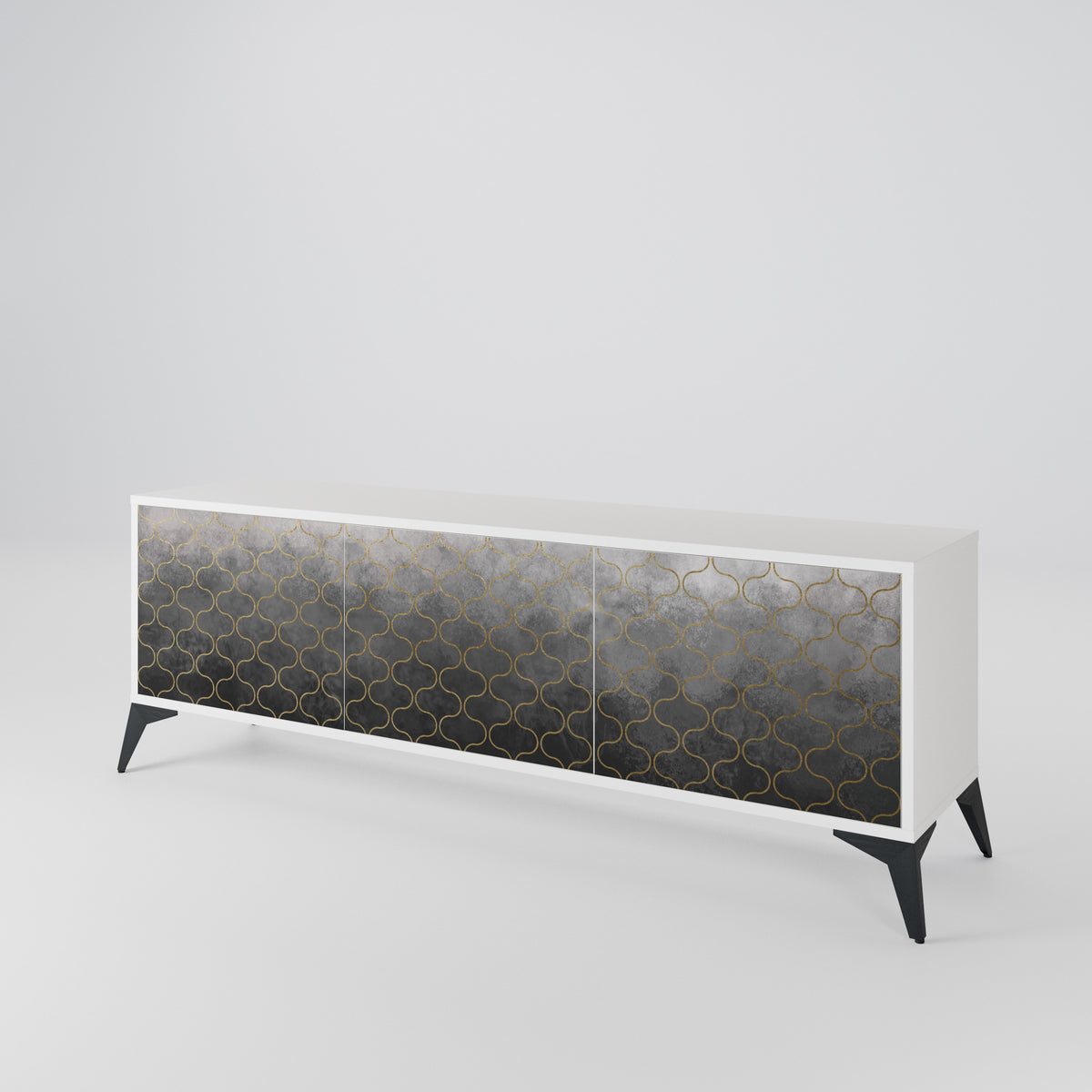 TESSELATED GRAYISH 3-Door TV Cabinet