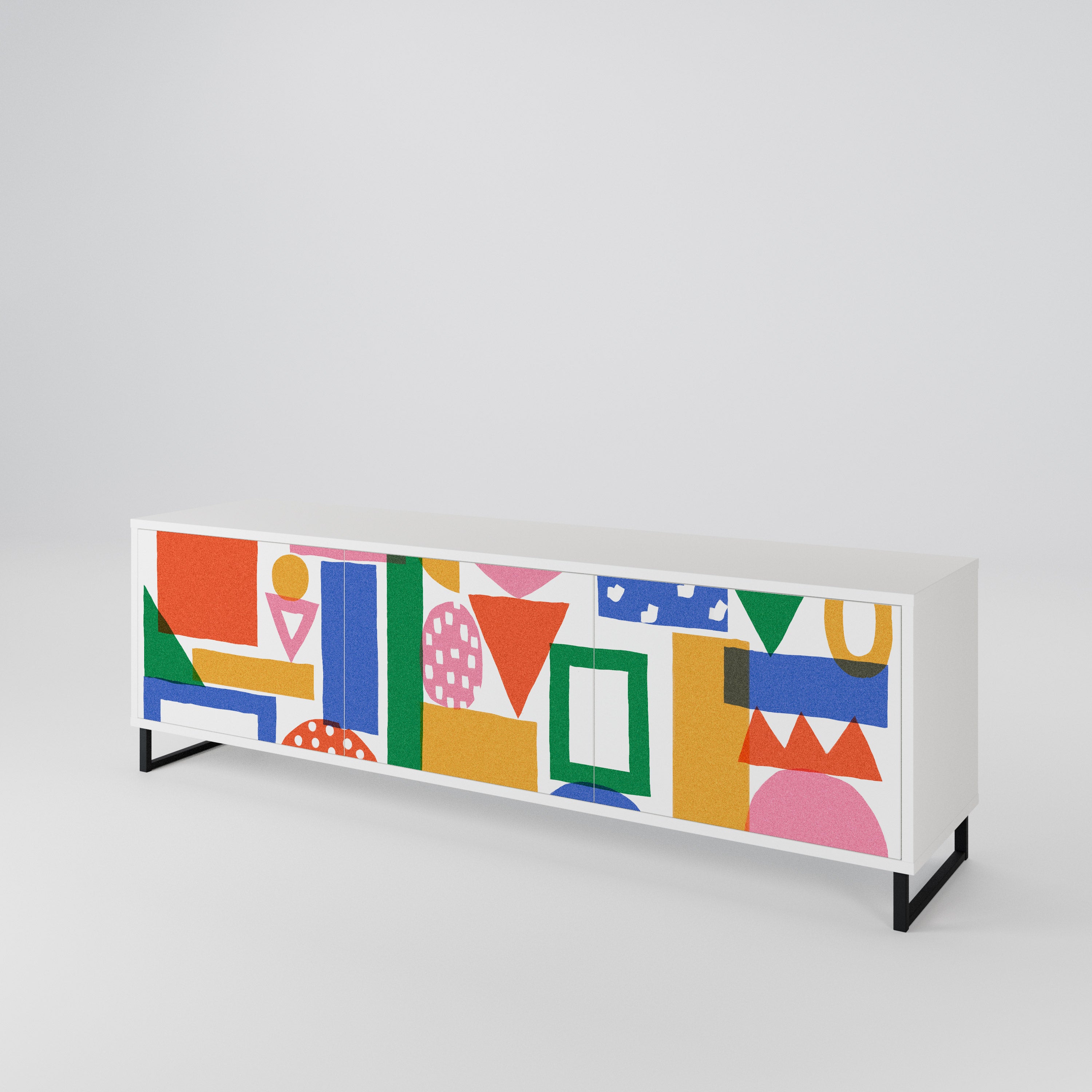 GEOMETRIC GLIMMER TV-bänk med 3 dörrar