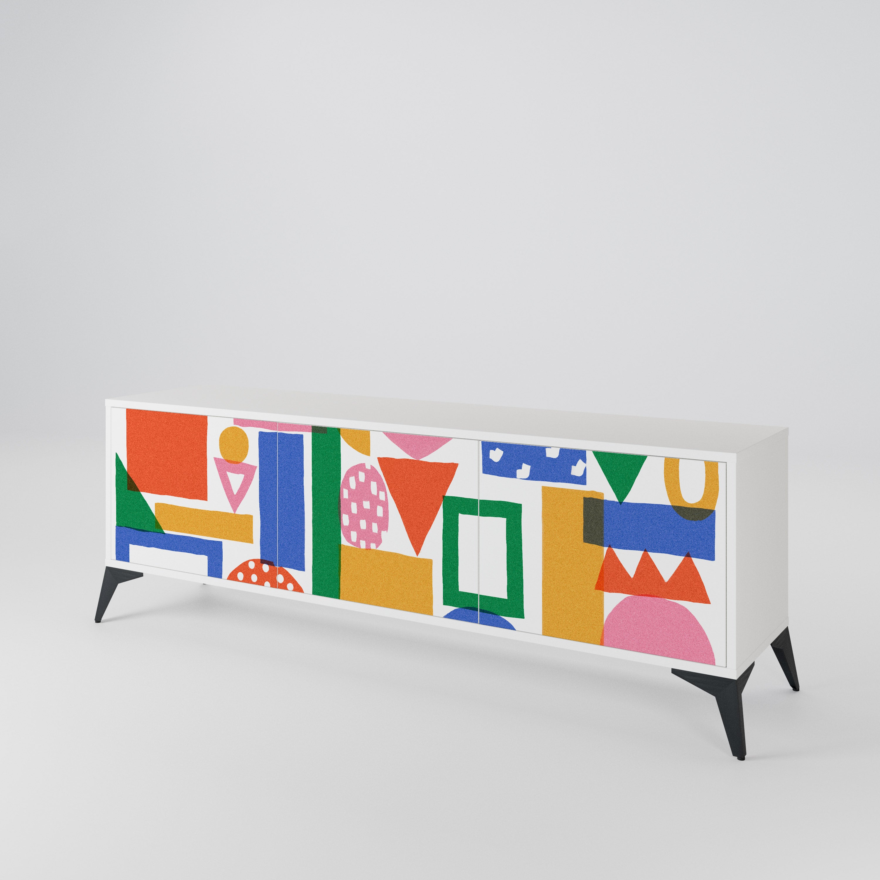 GEOMETRIC GLIMMER TV-bänk med 3 dörrar