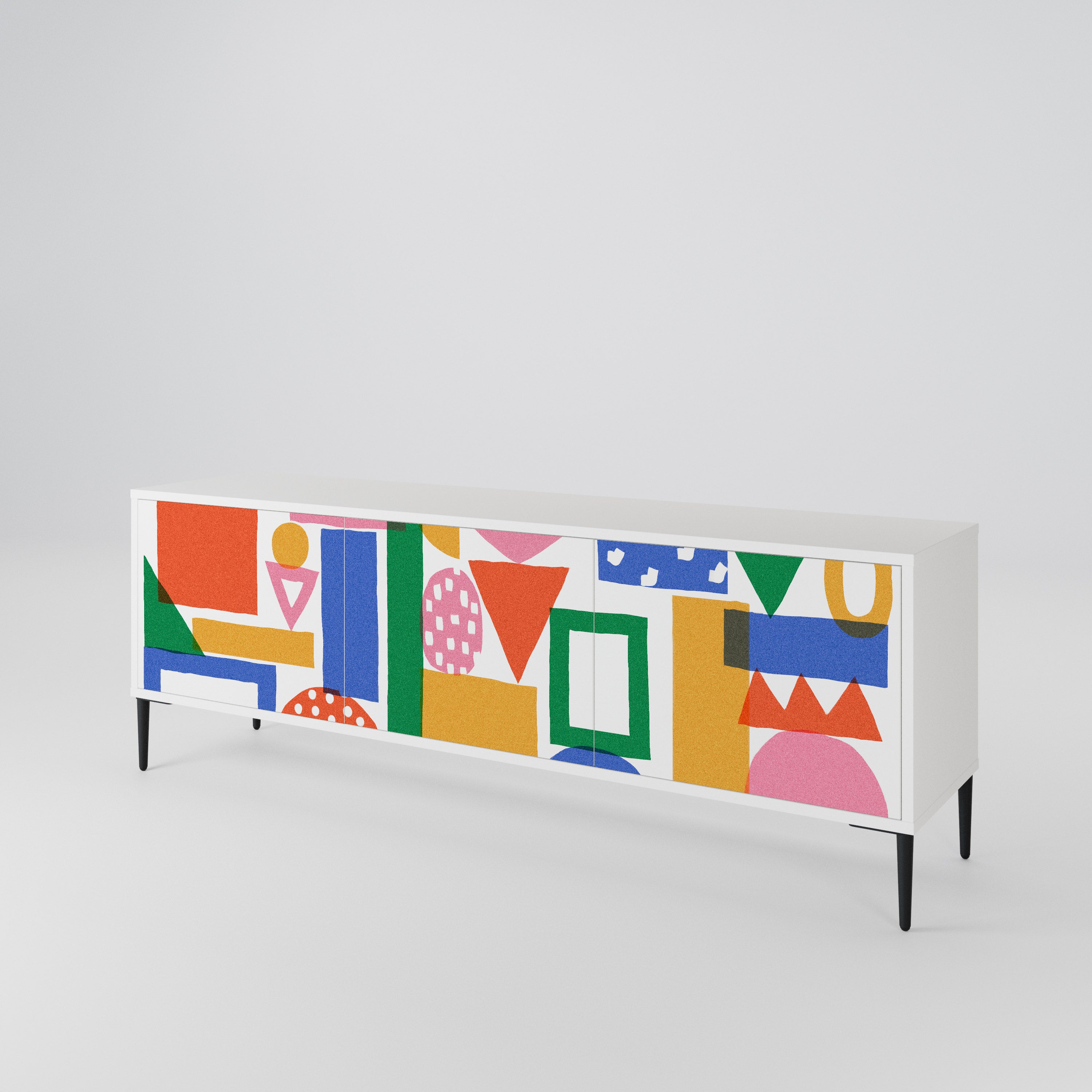GEOMETRIC GLIMMER TV-bänk med 3 dörrar