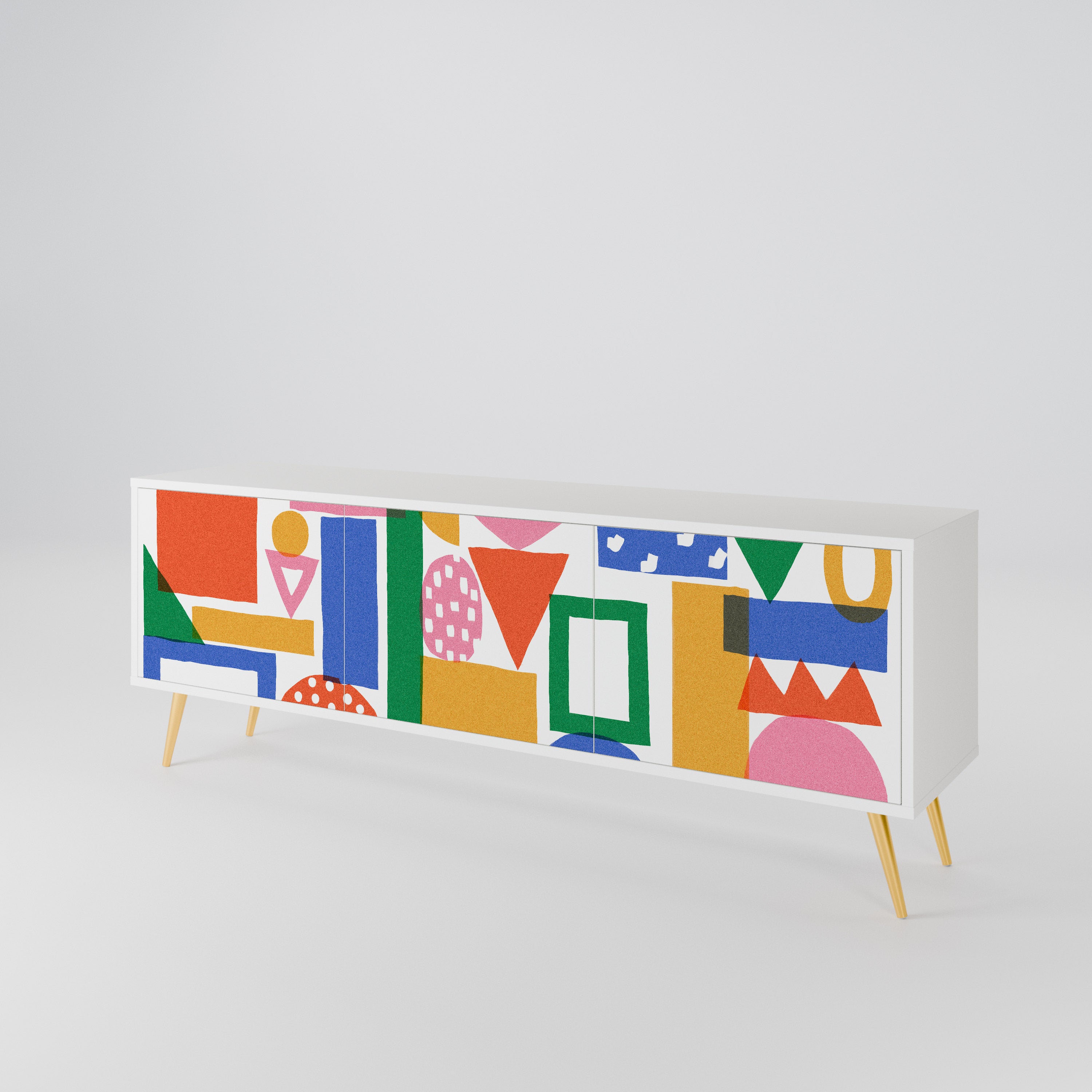 GEOMETRIC GLIMMER TV-bänk med 3 dörrar