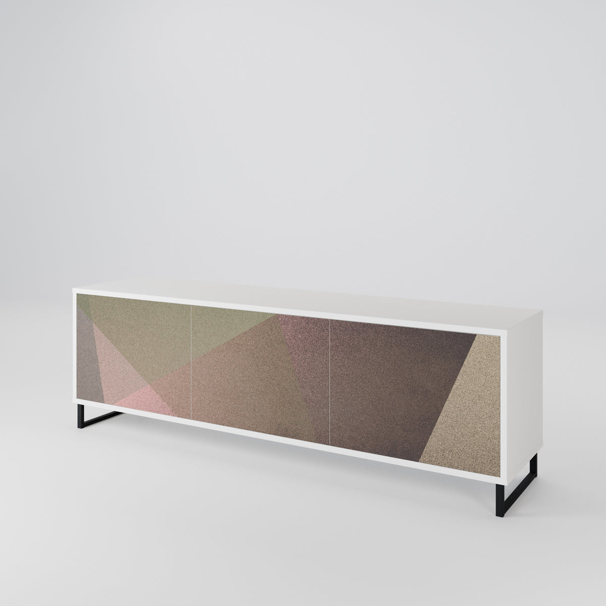 BEIGE GEOMETRY Třídveřový TV stolek