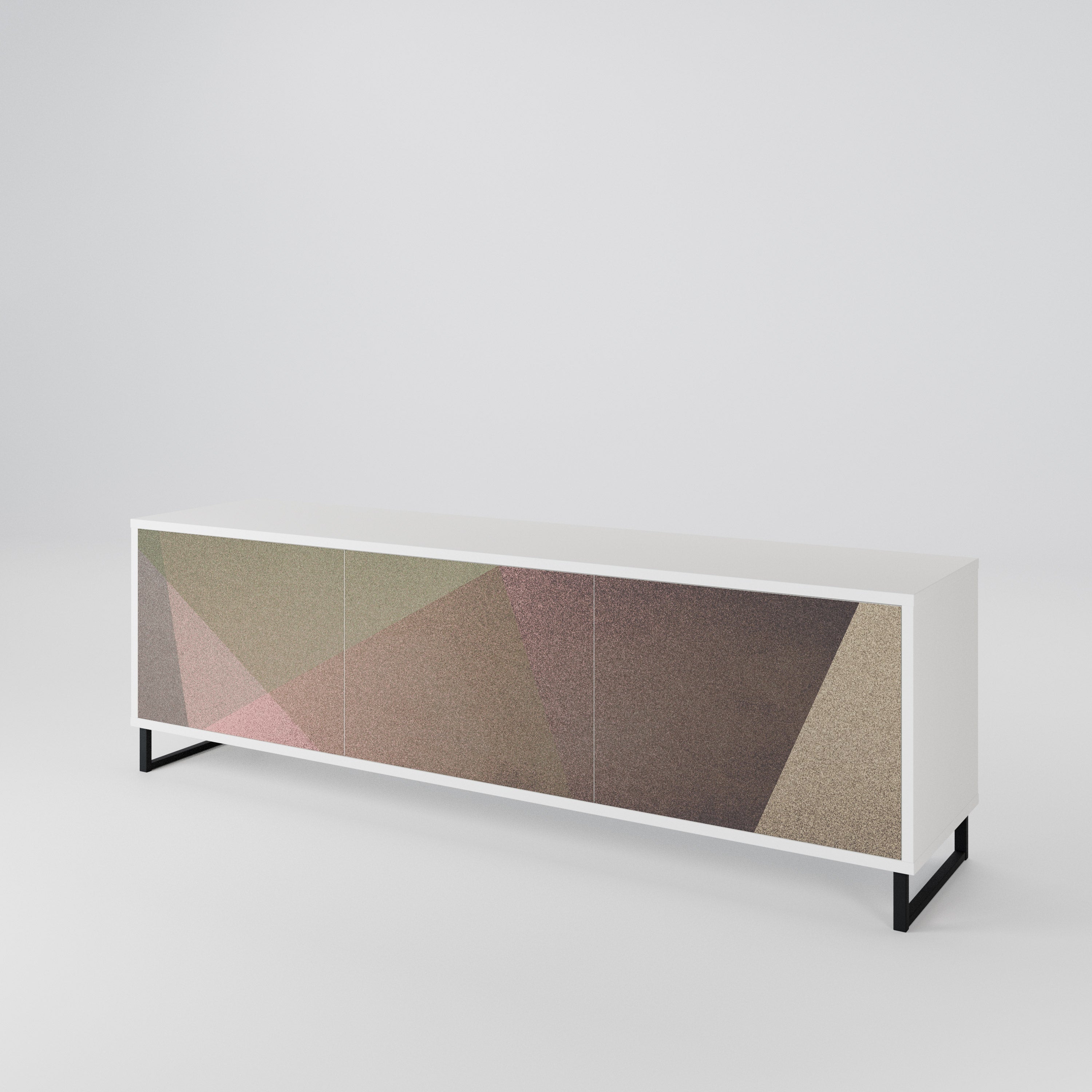 BEIGE GEOMETRY TV-bänk med 3 dörrar