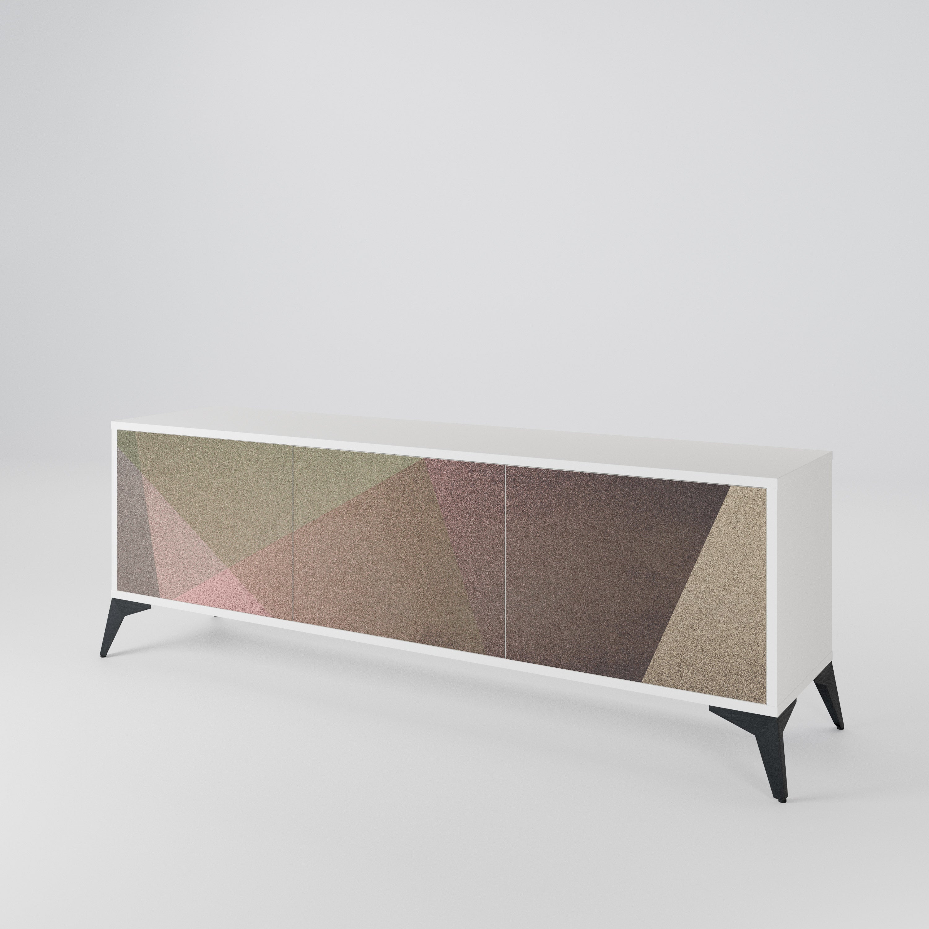 BEIGE GEOMETRY TV-bänk med 3 dörrar