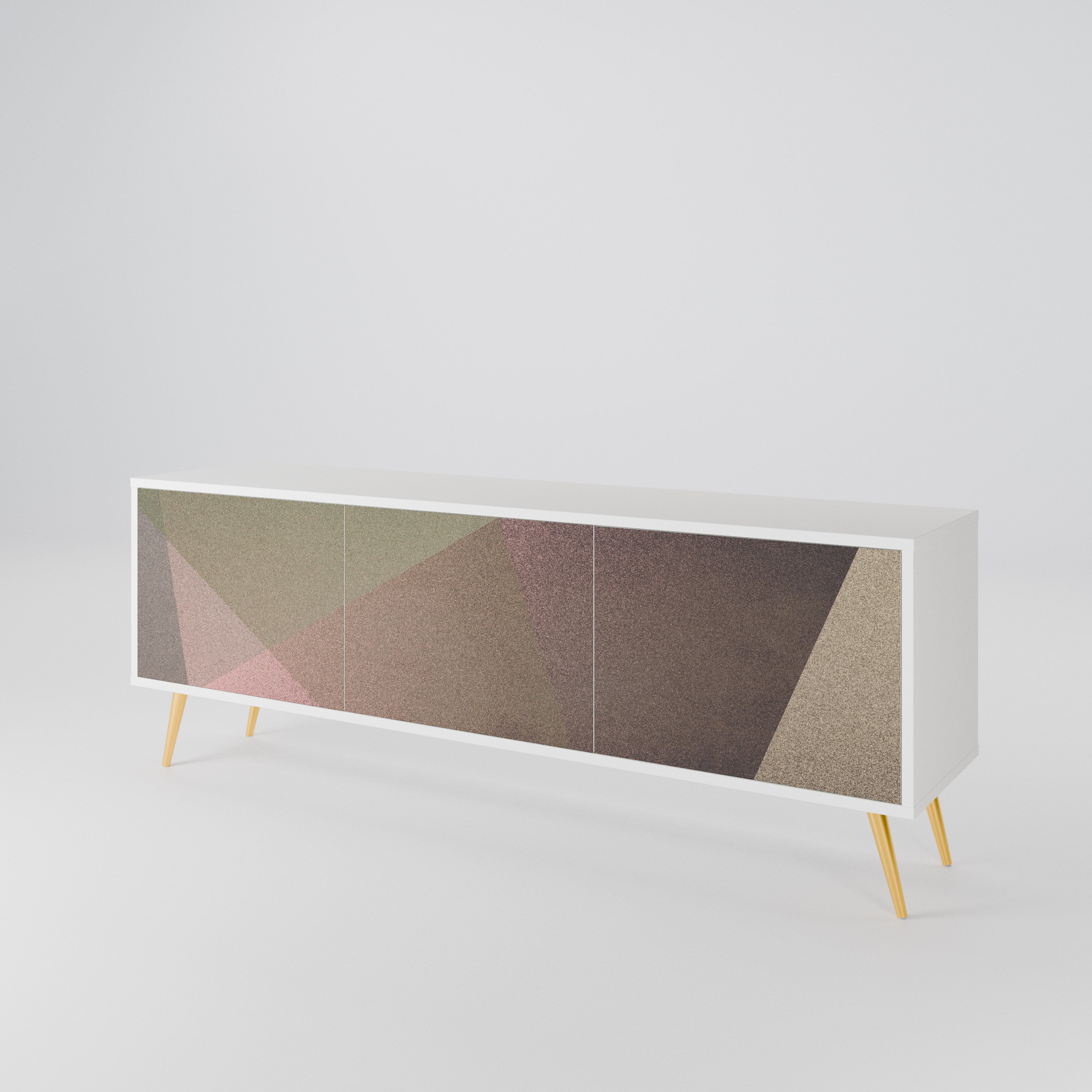 BEIGE GEOMETRY TV-bänk med 3 dörrar