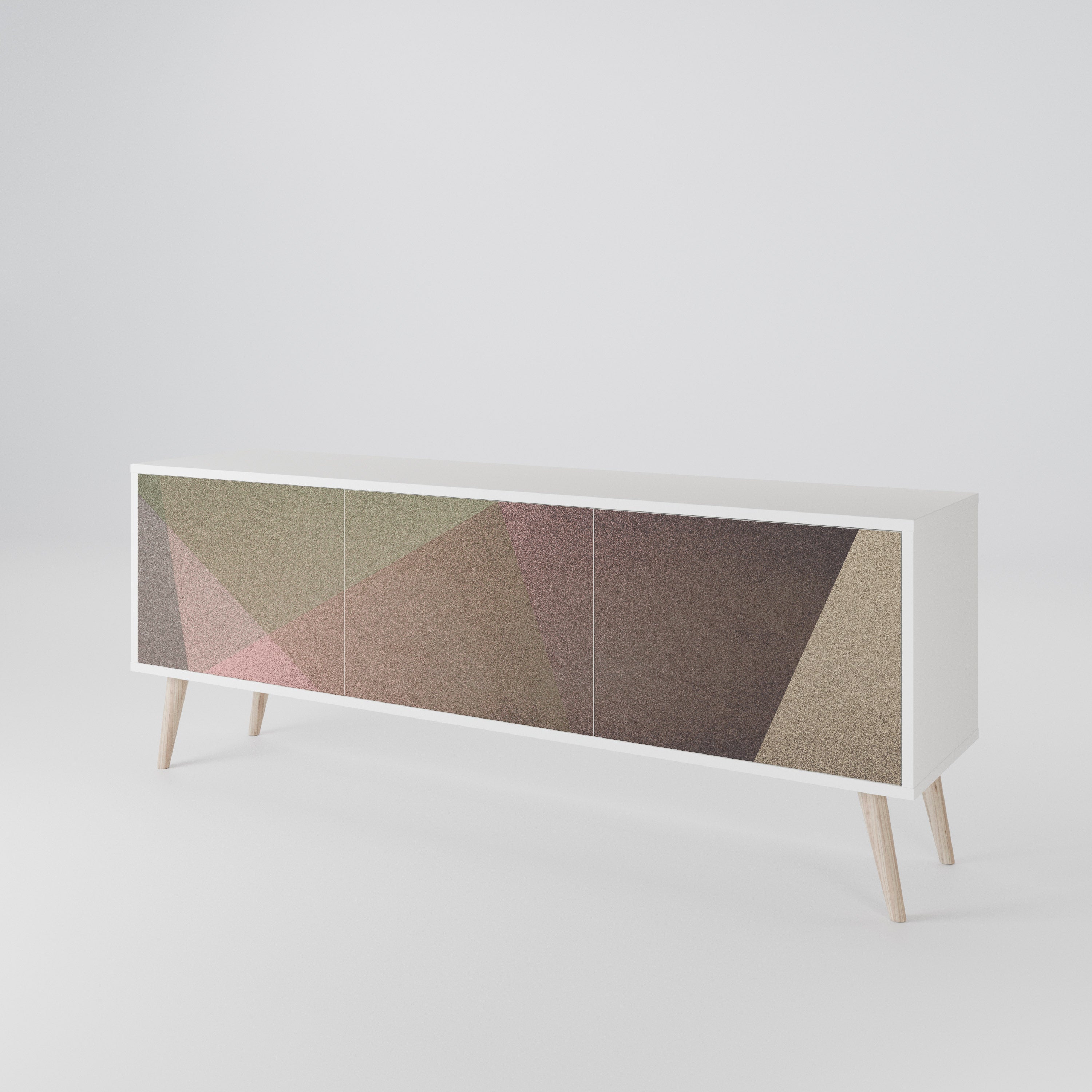 BEIGE GEOMETRY TV-bänk med 3 dörrar