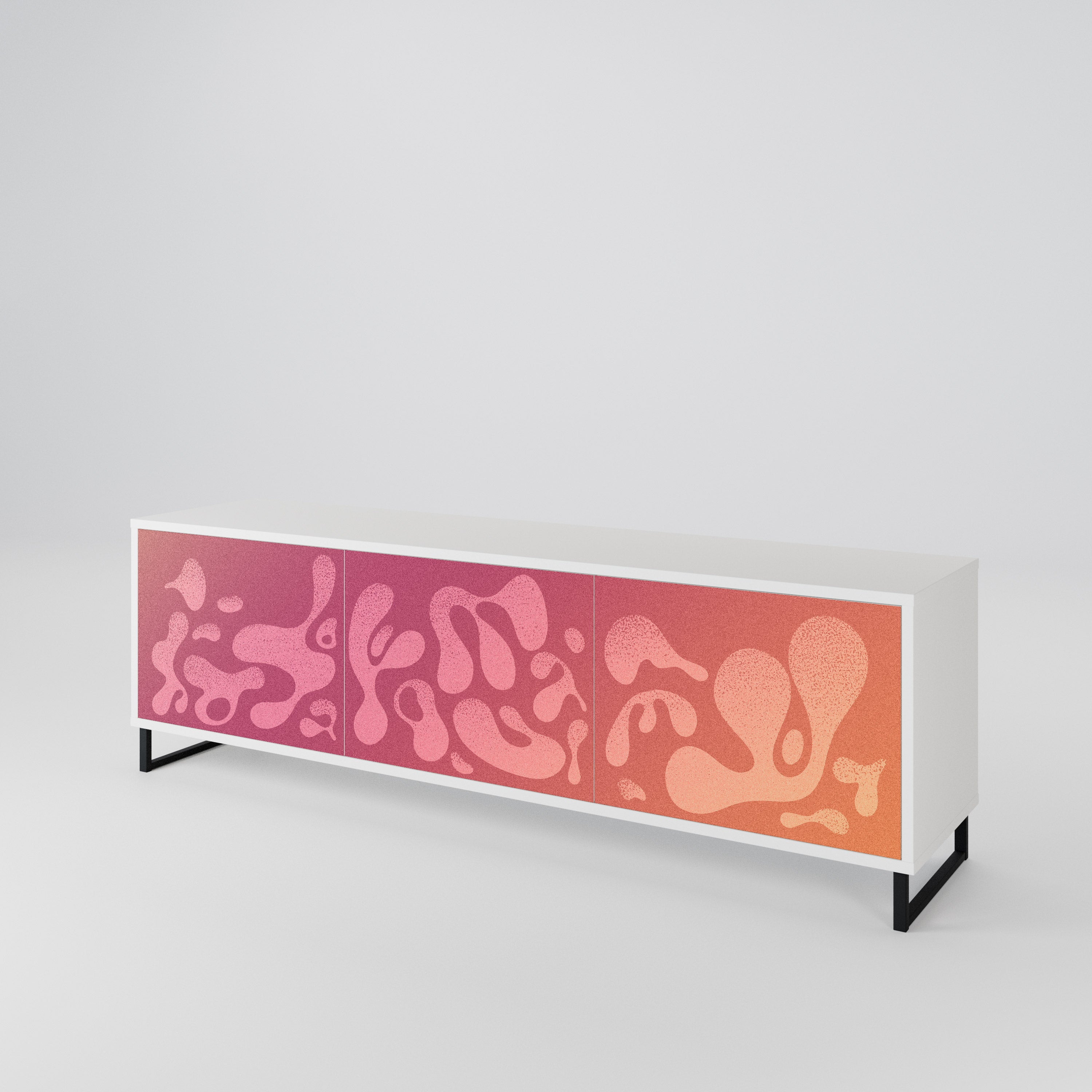 IRREGULAR PINK TV-bänk med 3 dörrar