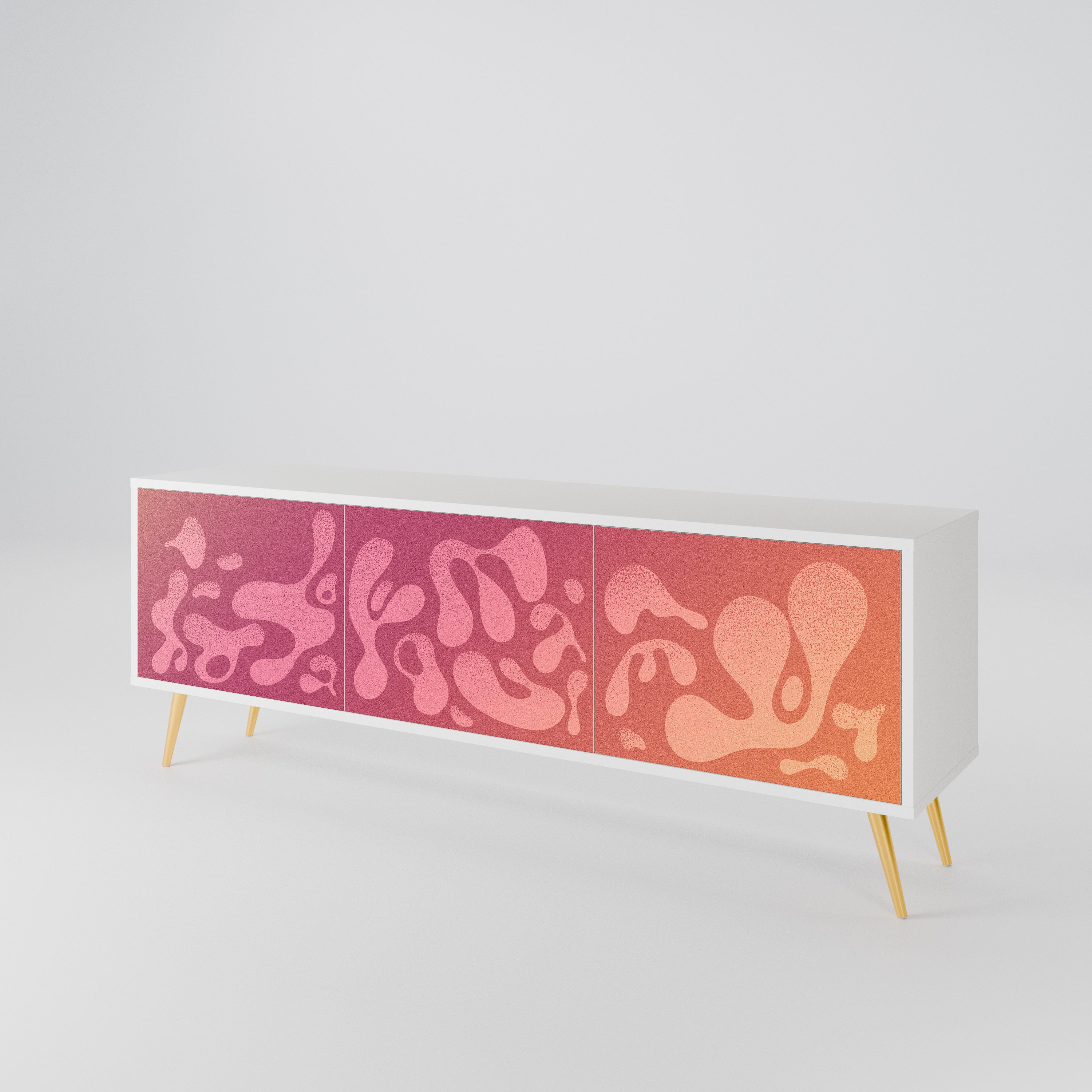 IRREGULAR PINK TV-bänk med 3 dörrar