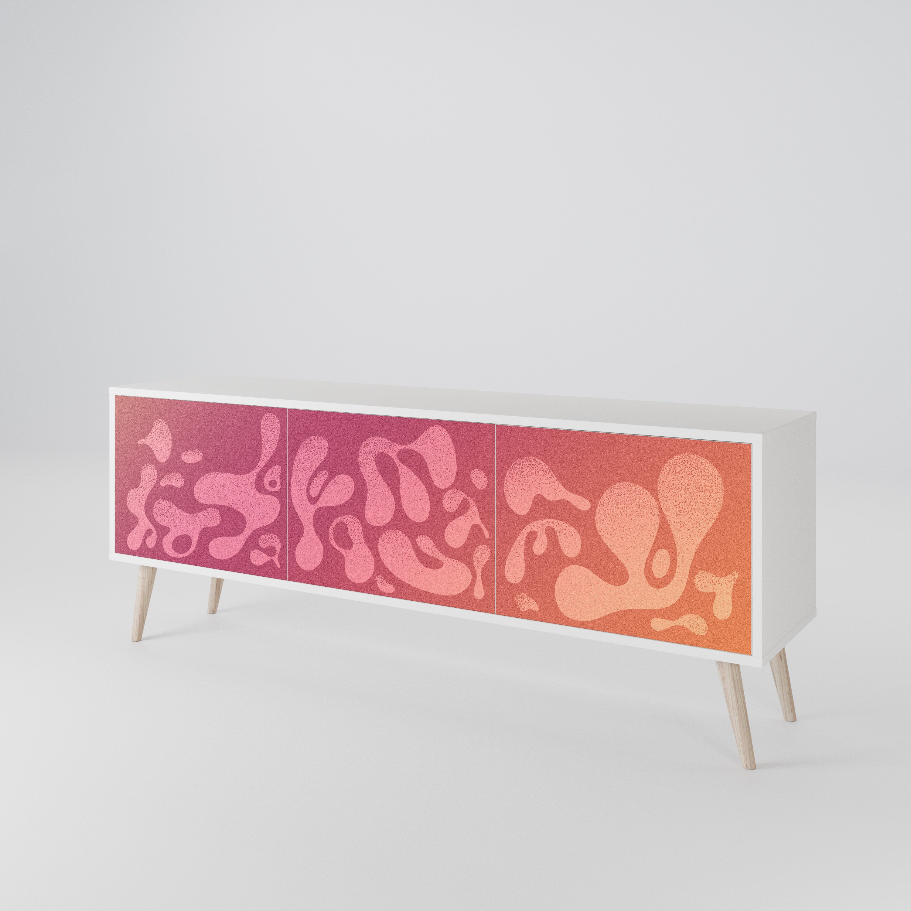IRREGULAR PINK TV-bänk med 3 dörrar