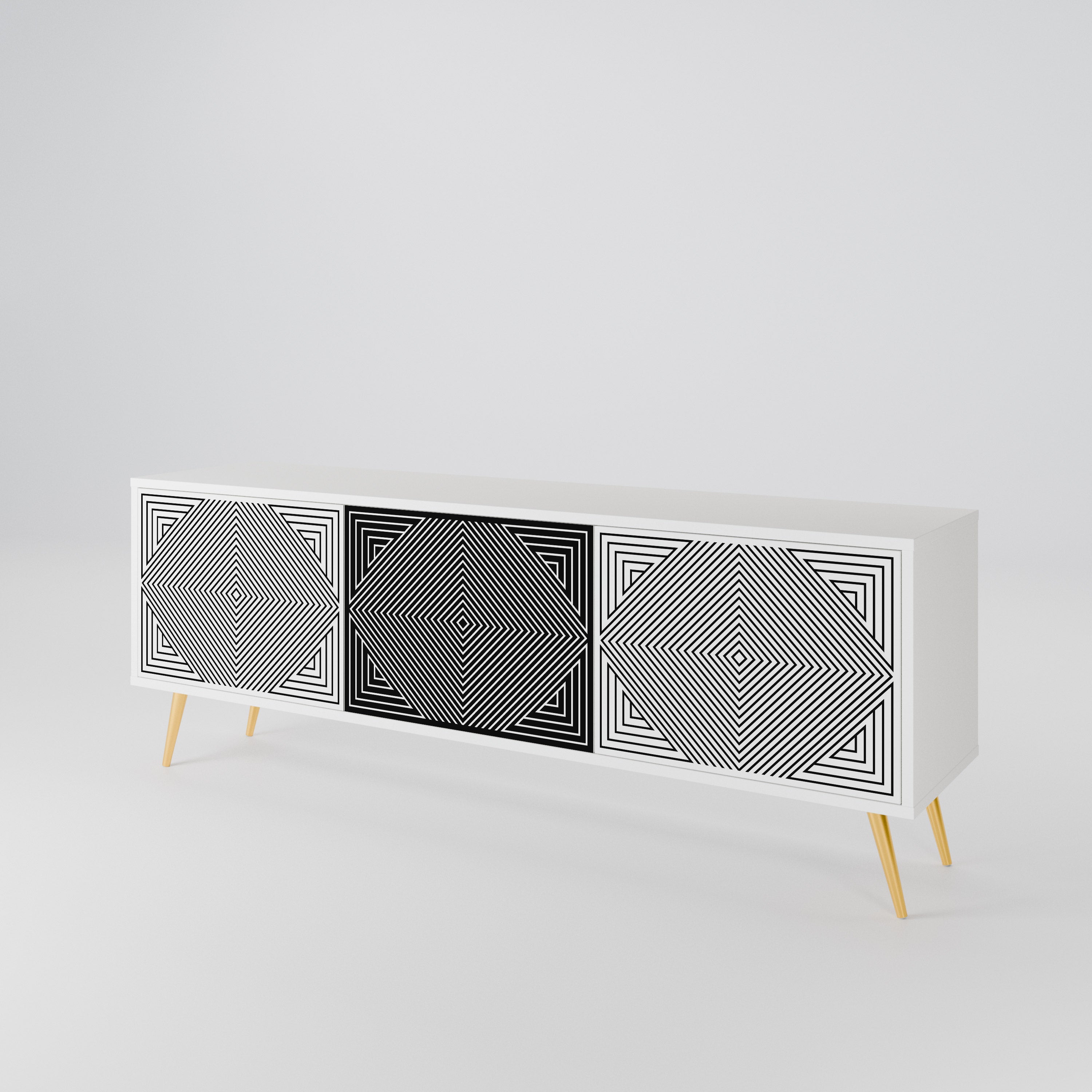 POLYGON ILLUSION TV-bänk med 3 dörrar