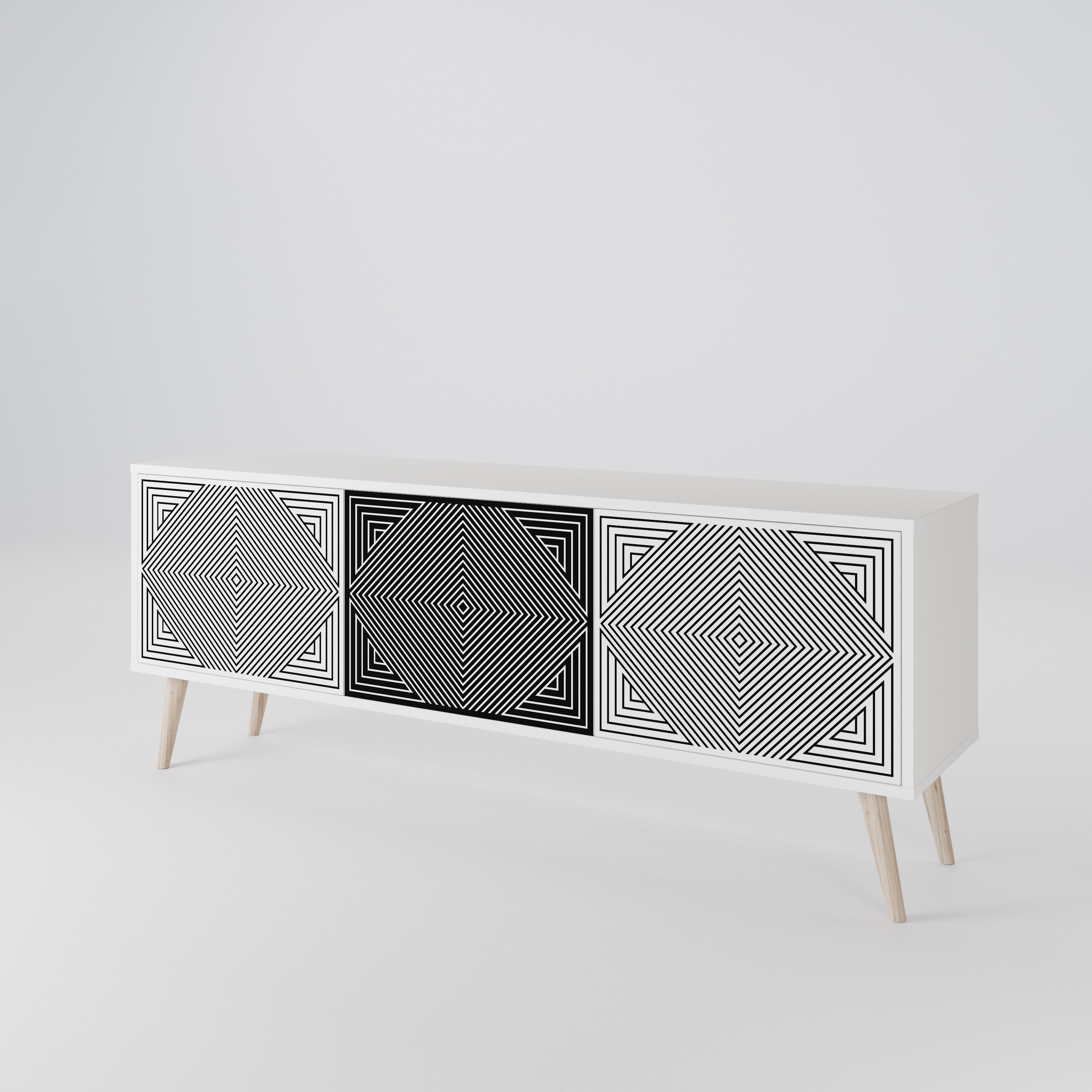 POLYGON ILLUSION TV-bänk med 3 dörrar