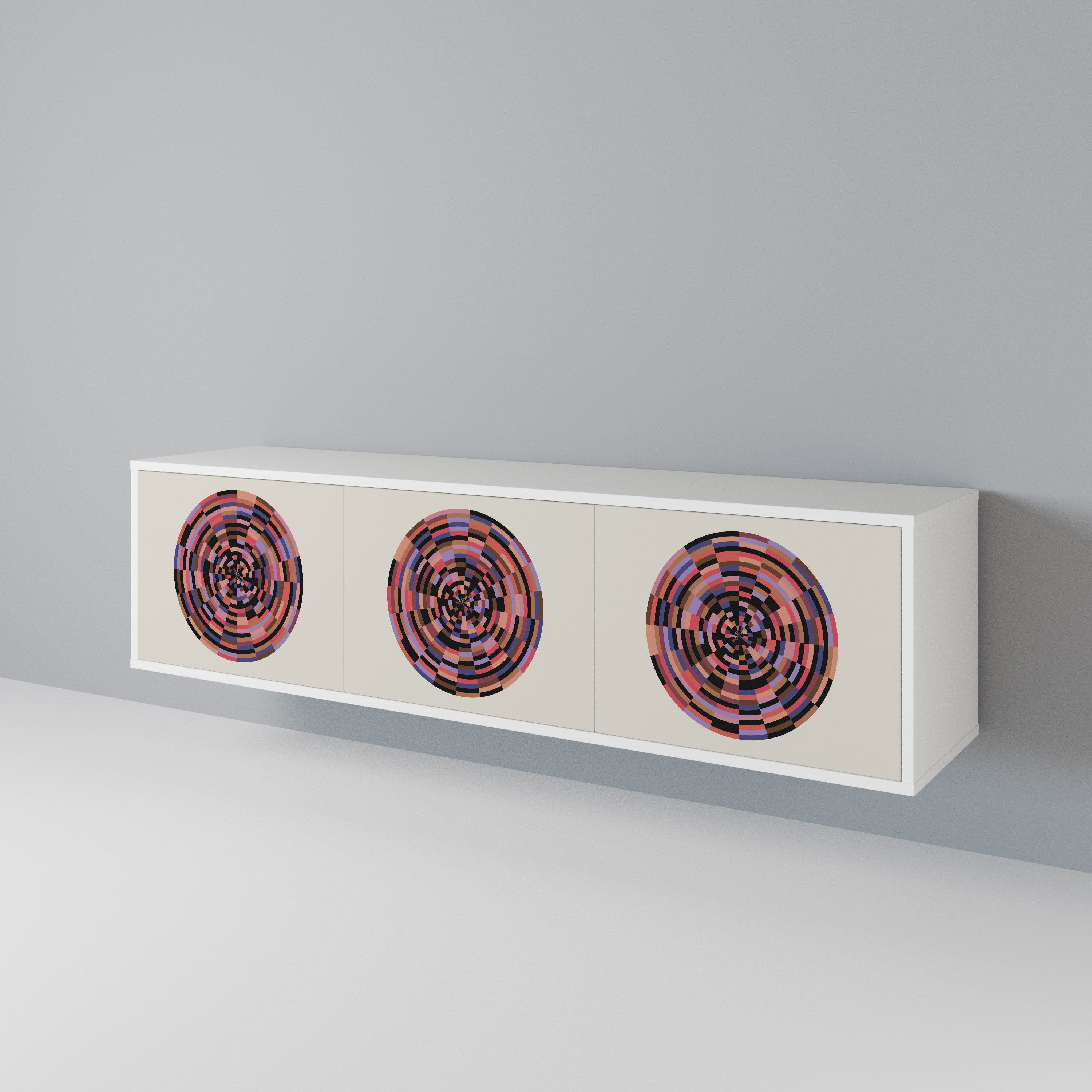 BROWN CIRCLES TV-bänk med 3 dörrar