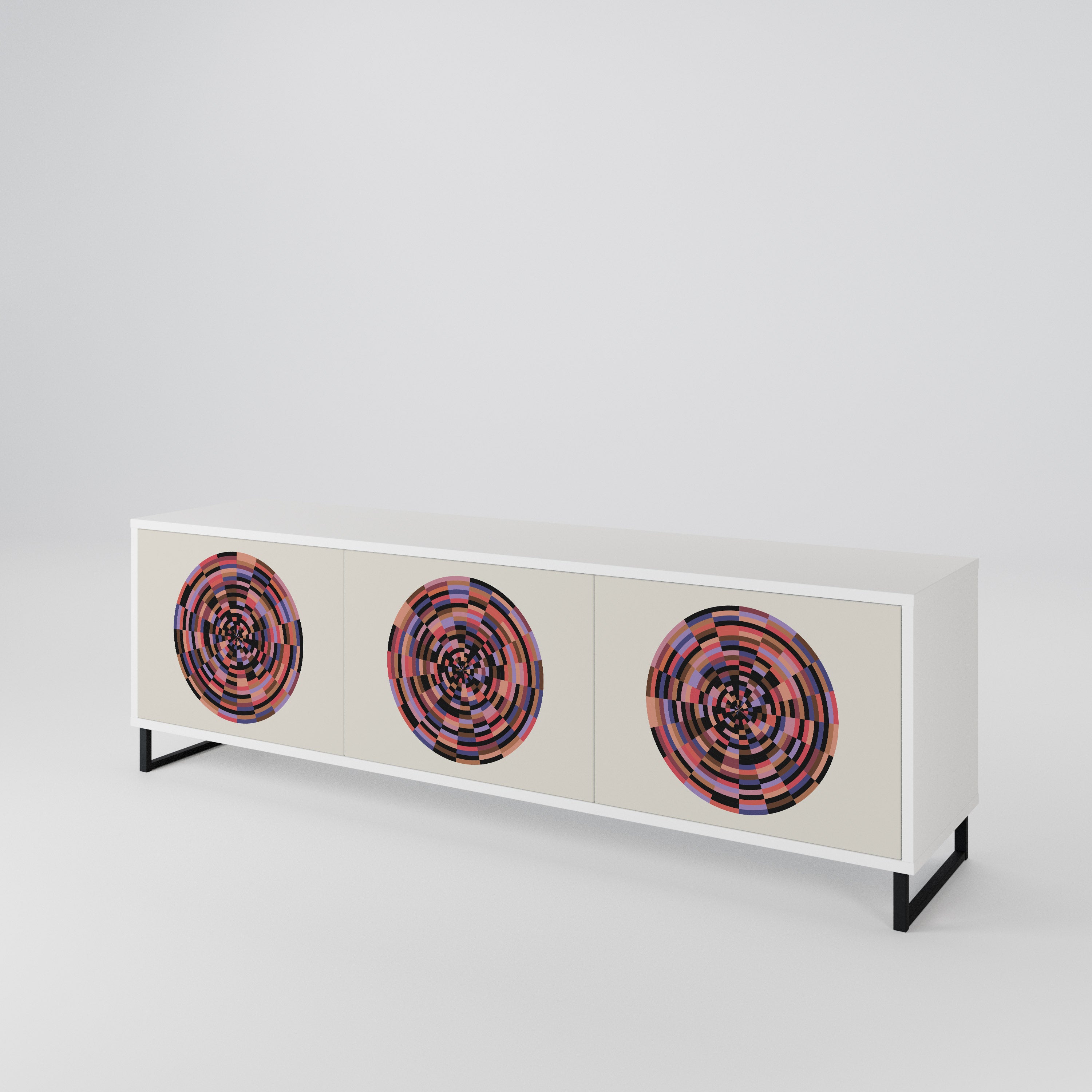 BROWN CIRCLES TV-bänk med 3 dörrar