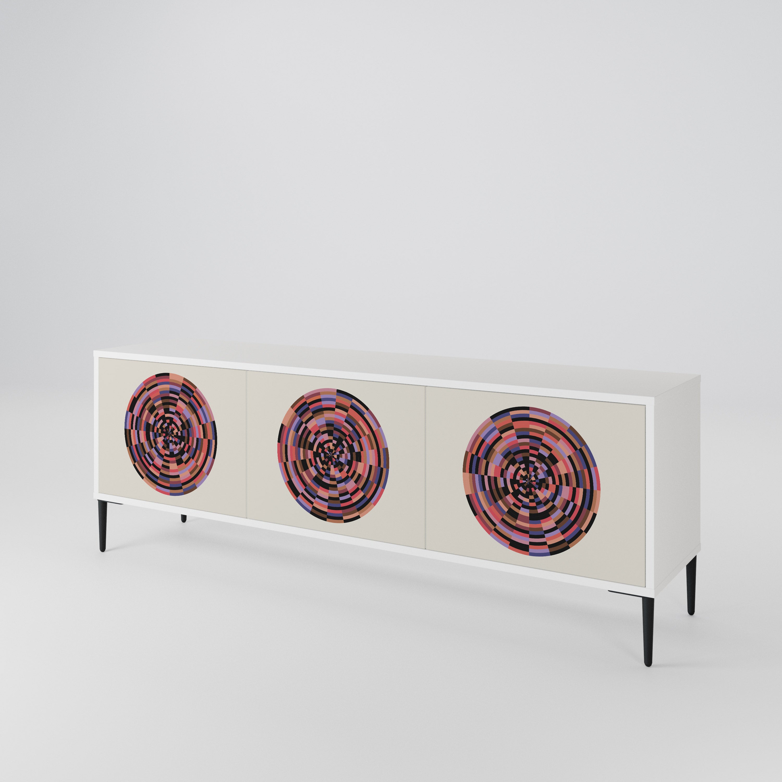 BROWN CIRCLES TV-bänk med 3 dörrar