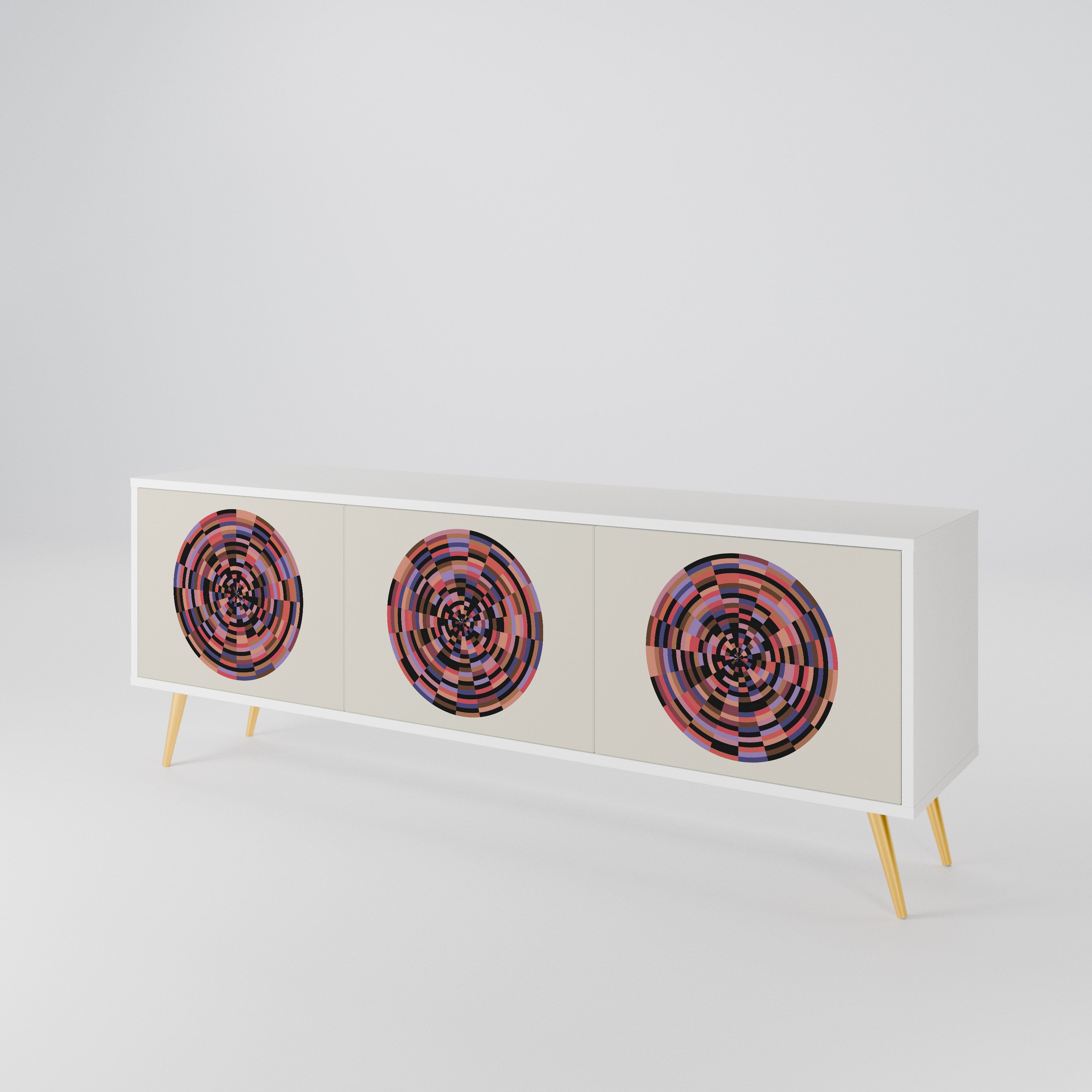 BROWN CIRCLES TV-bänk med 3 dörrar