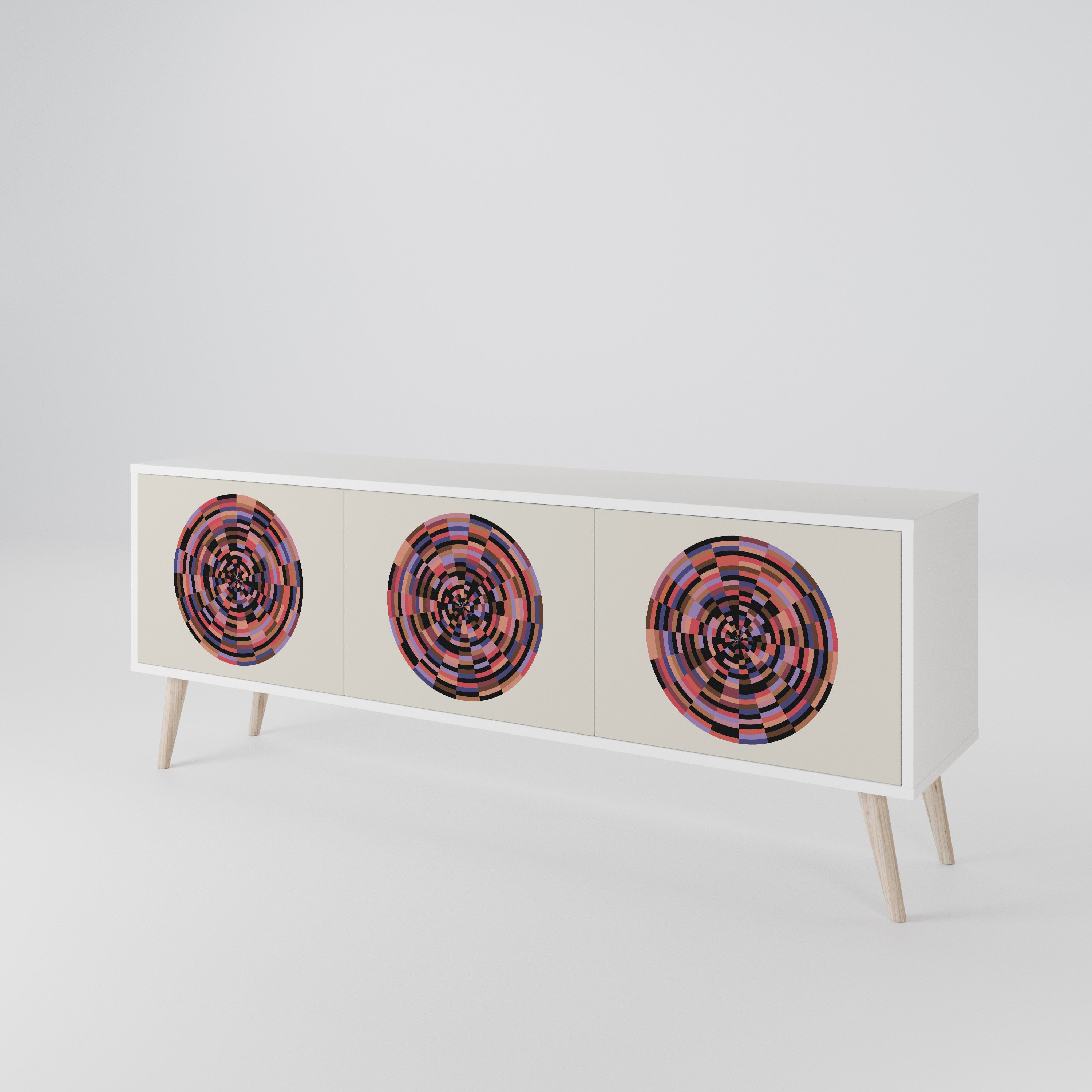 BROWN CIRCLES TV-bänk med 3 dörrar
