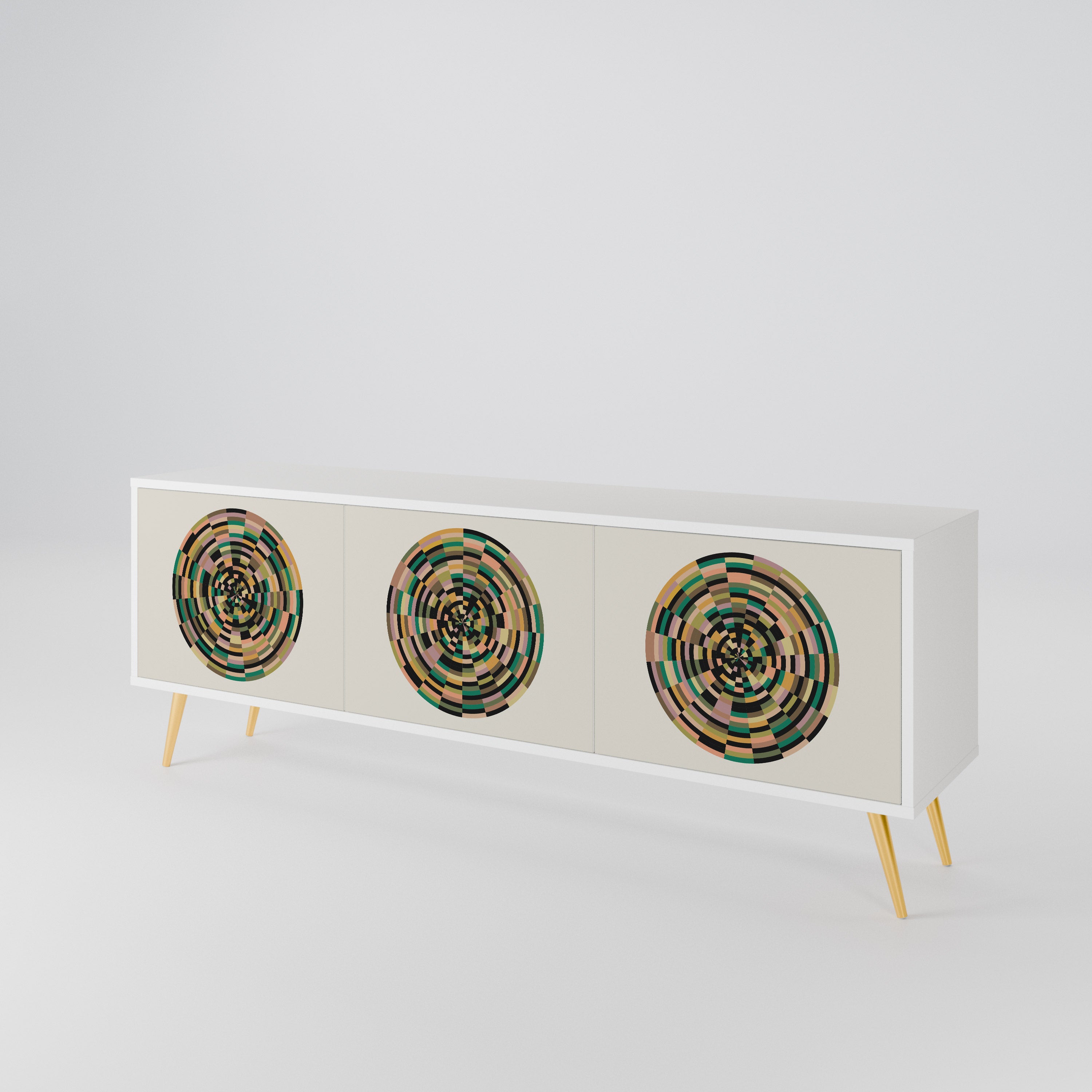 GREEN CIRCLES TV-bänk med 3 dörrar