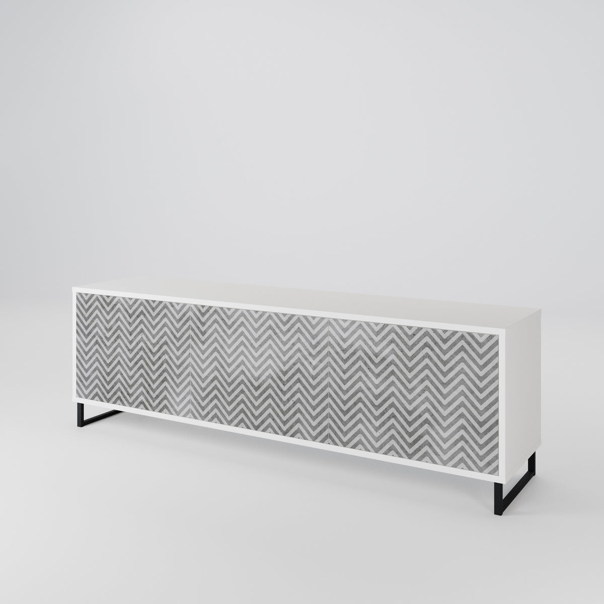 CONCRETE ZIG ZAG 3-Door TV Cabinet
