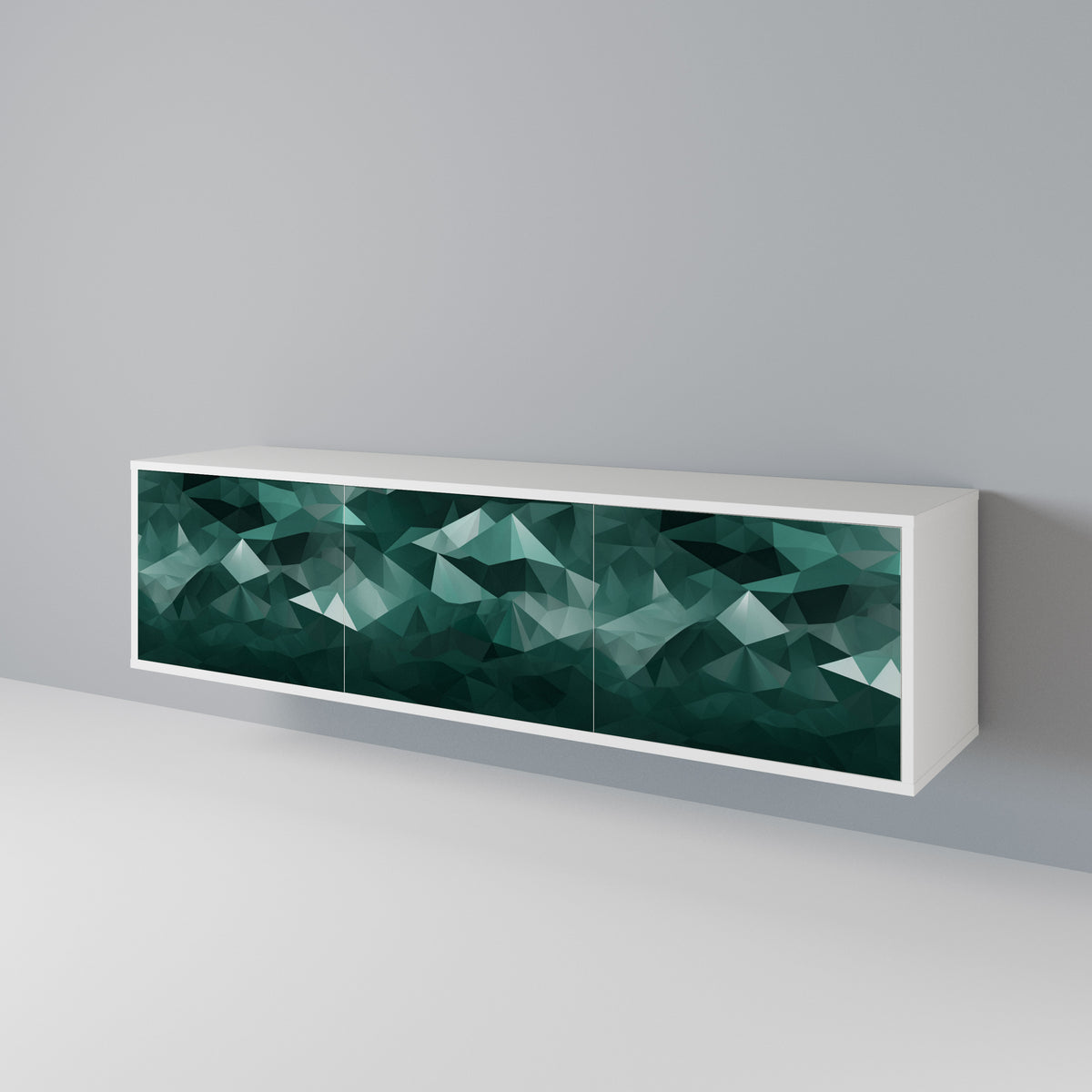 POLYGONAL FLOATING Třídveřový TV stolek