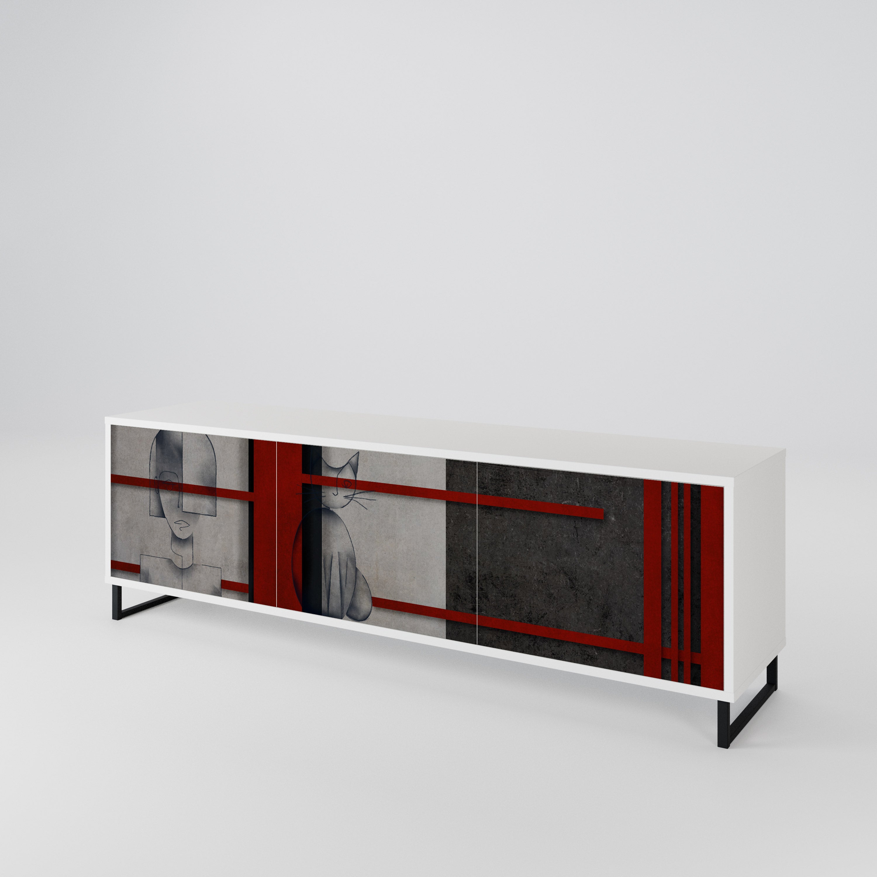 GRAY FIGURES Mueble de TV de 3 Puertas