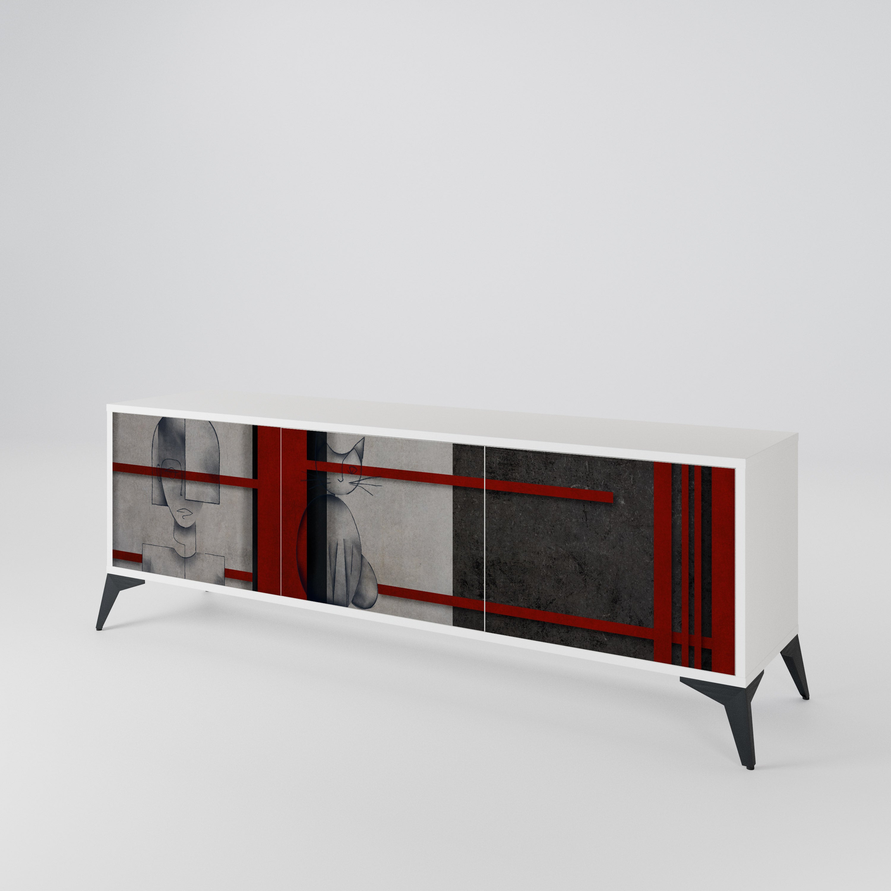 GRAY FIGURES Mueble de TV de 3 Puertas